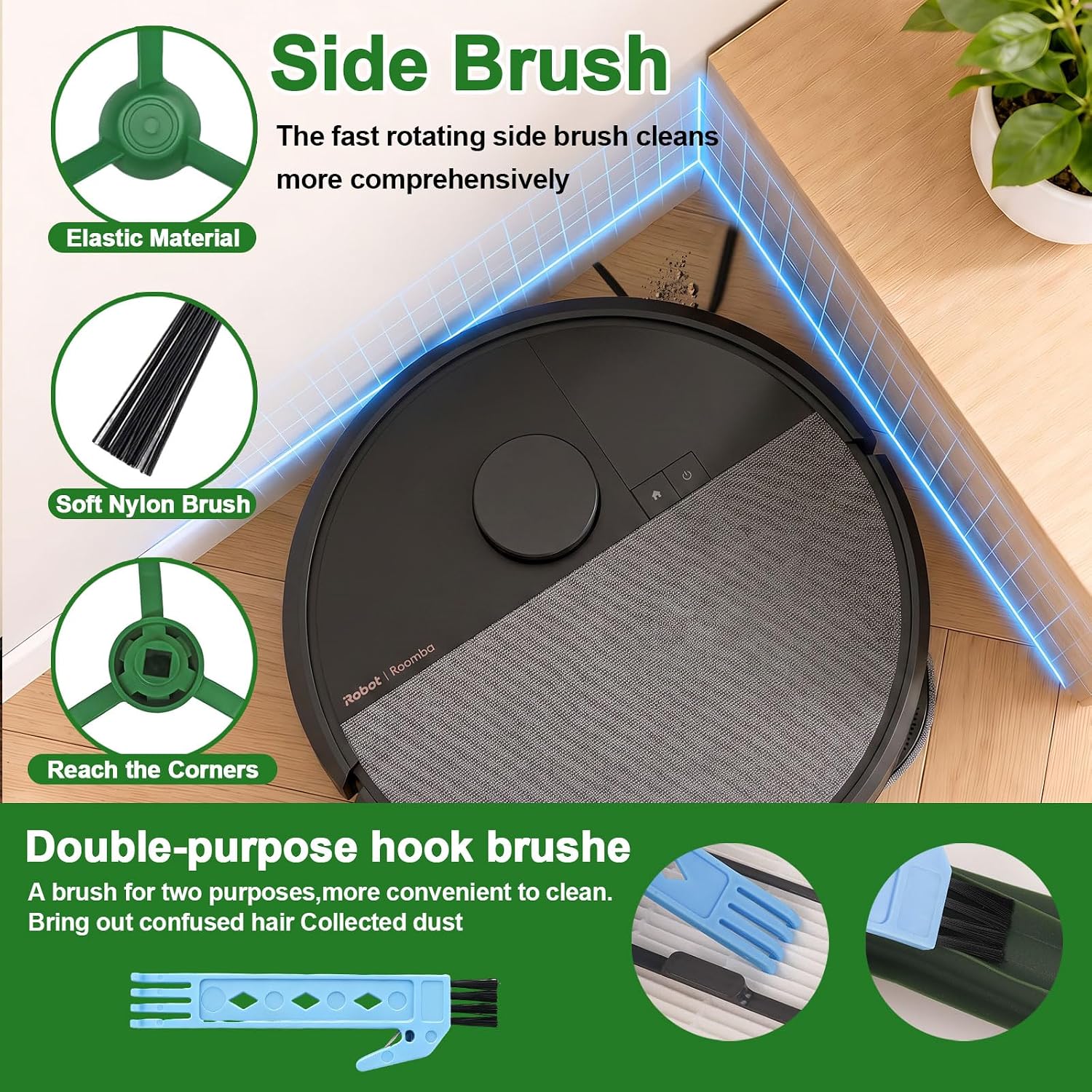 Replacement Parts for iRobot Roomba Plus 405 Combo & 505 Combo Robot Vacuum Cleaner Accessories Kit 22 Packs 2 Main Brushes, 4 Filters, 6 Side Brushes, 4 Mop Cloths, 6 Bags