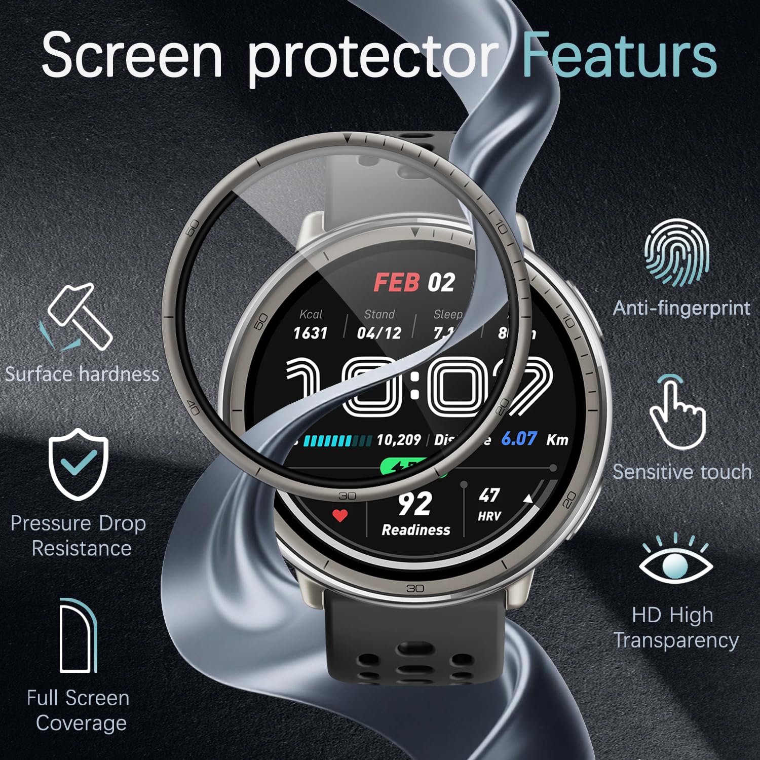 4 Films Protecteurs Auto-cicatrisants Pour Amazfit Active 2 - Anti-rayures, Sans Bulles, TPU Flexible