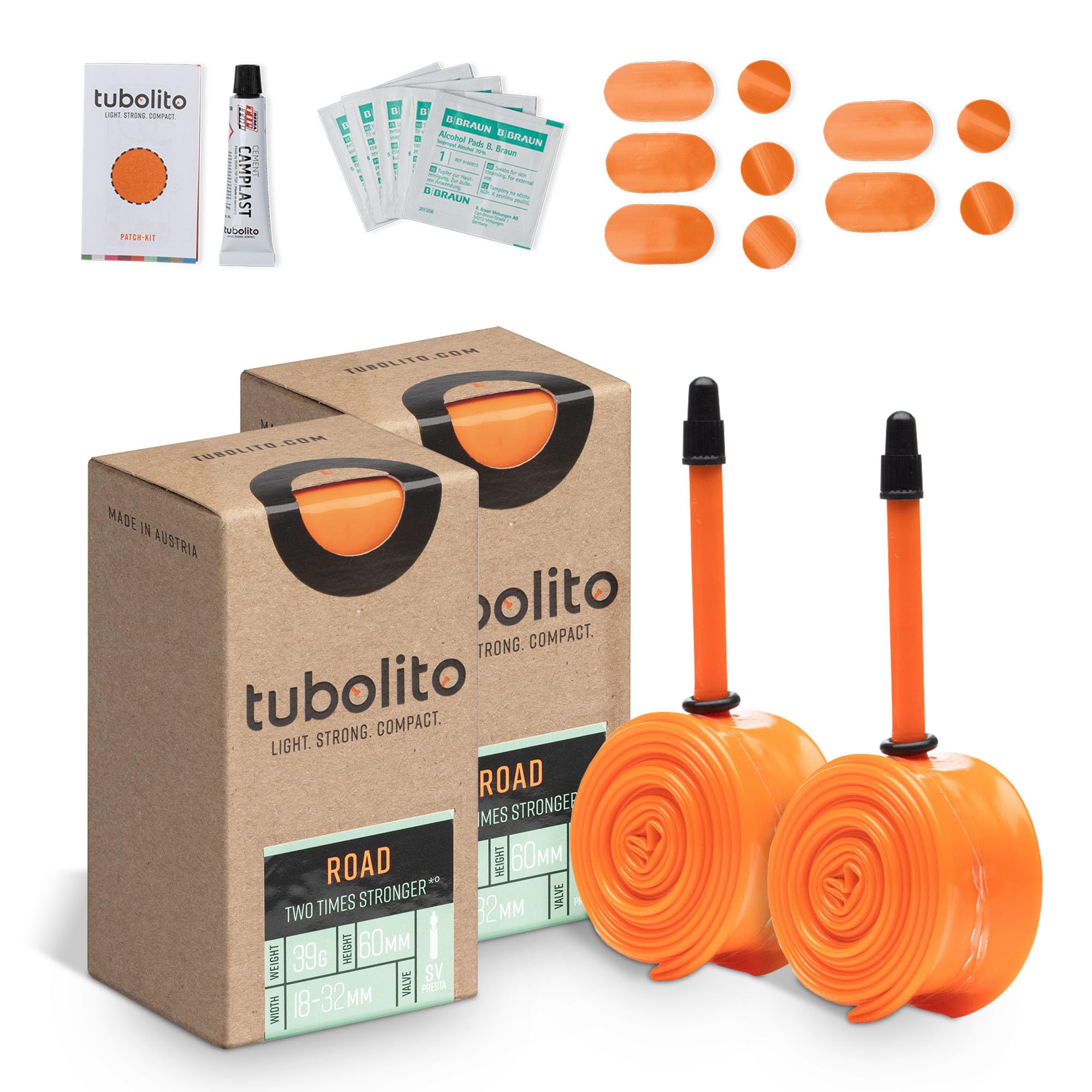 Tubolito Road TPU Inner Tube 700c x 18-32mm | Light, Strong & Compact | Rim & Disc Brake Compatibility | 2X Puncture Protection (700 x 18-32mm, 60mm Presta Valve (Pack of 2))
