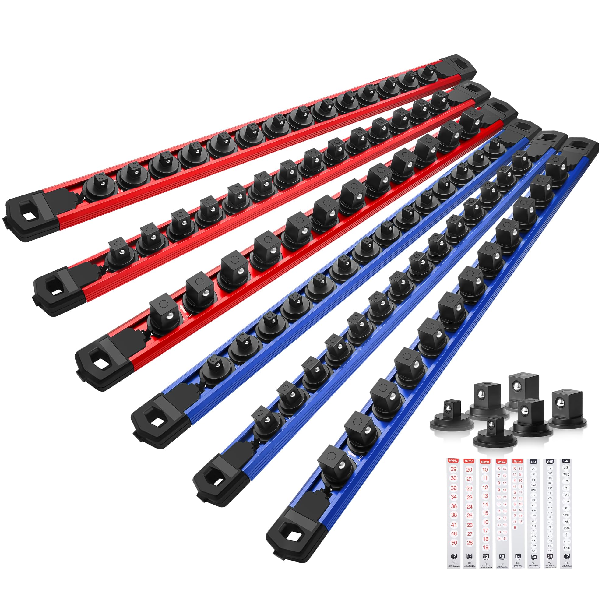 Reniteco Magnetic Socket Organizer Set, 6-Piece 1/4” 3/8” 1/2” Socket Rails
