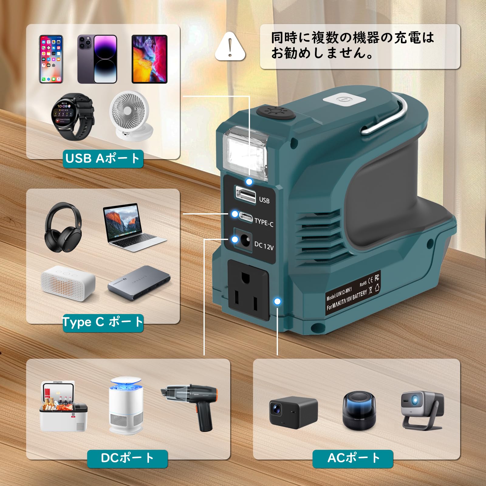 Amazon.co.jp: マキタ18Vバッテリー用 220Wパワーインバーター、DC24V