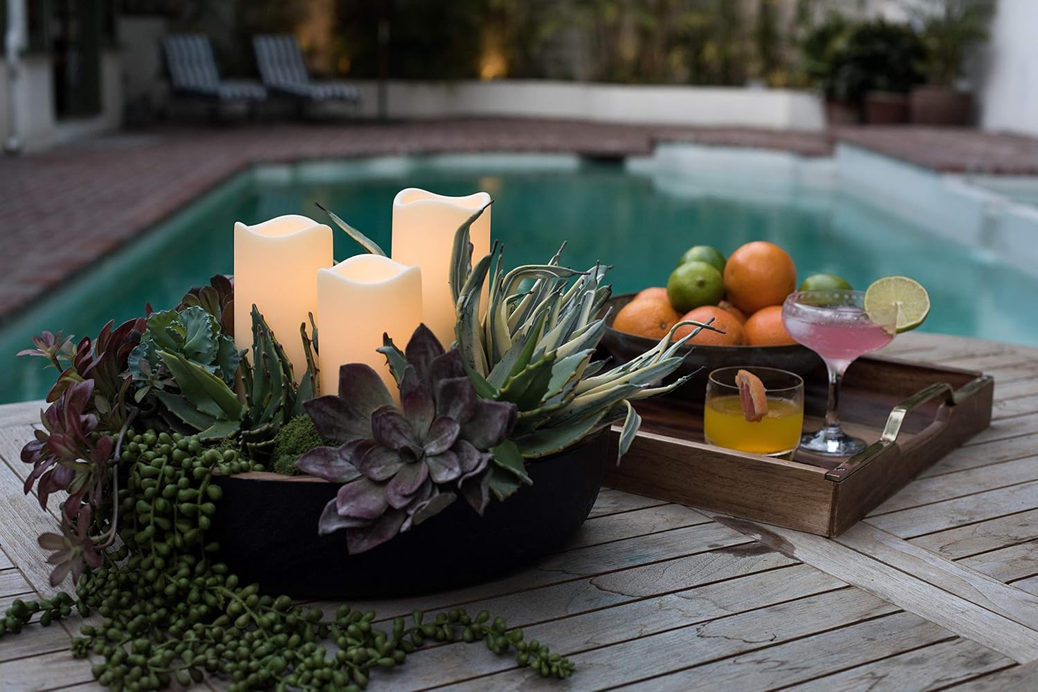 Flash Deals - 60% OFF Set of 6 Outdoor 3x6 Waterproof Resin Flickering LED Flameless Battery Candles with Timer and Remote and C Batteries Included