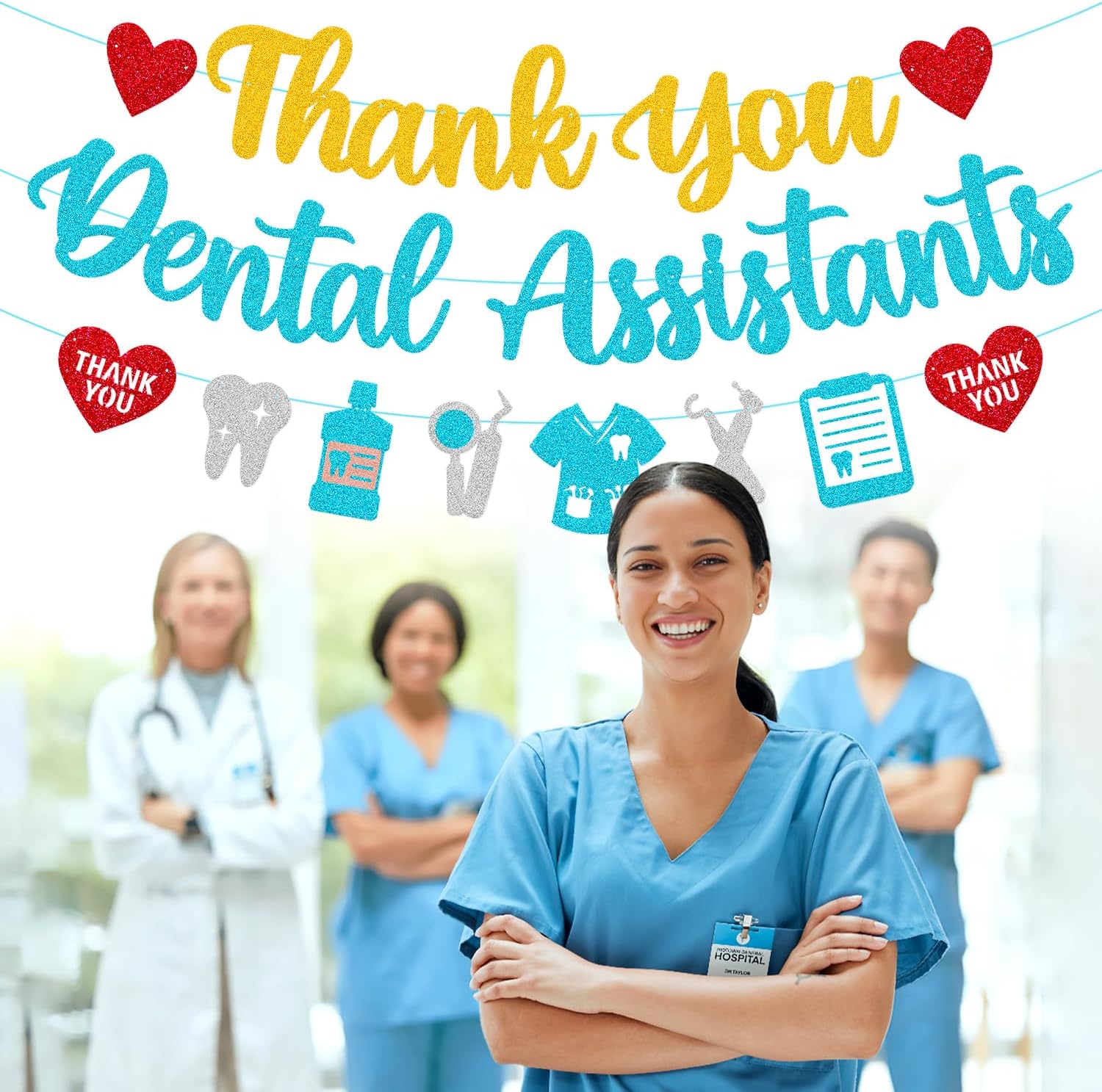 Thank You Dental Assistants Banner Dental Assistant Week Party Decorations for Celebrate Dentist Office Assistant Appreciation Week Party Supplies