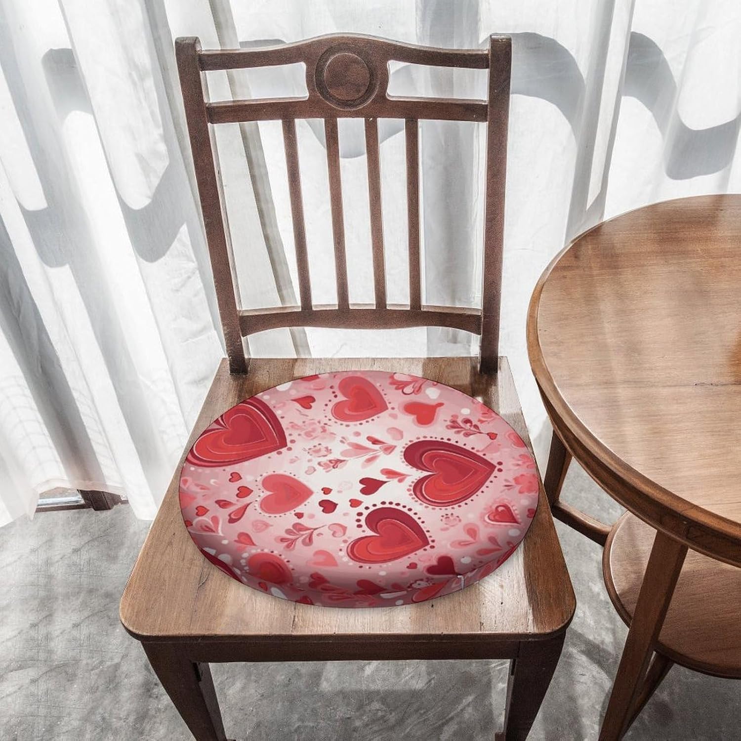 Valentine Pattern Round Cushion Memory Foam Seat Cushions 15In Comfort Meditation Floor Pillow Anti Slip Soft Stool Cushion Chair Pad for Tatami Living Room Yoga