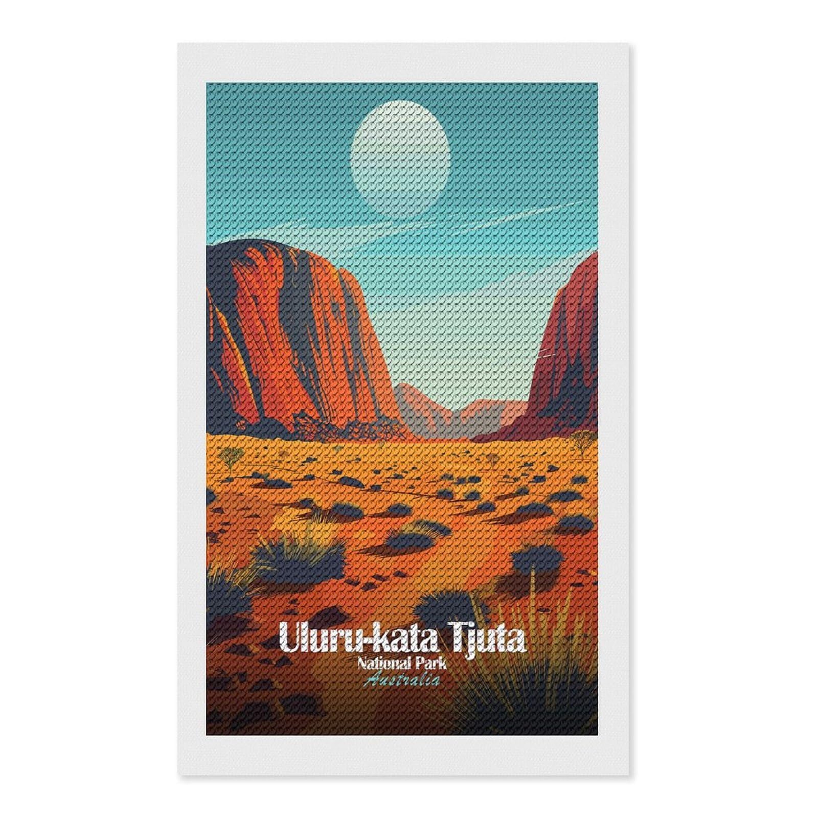 Junmoney Uluru-Kata Tjuta National Park Australia DIY Diamond Art Canvas Kit 12"x20", Relaxing DIY, Sparkling Crystal Beads, Vintage Style Decor, Holiday Gift Idea