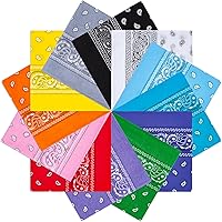 BOOMIBOO 12 Pack 100% Cotton Paisley Bandanas for Men & Women - 22x22" Multifunctional Headbands, Scarves, Face Masks