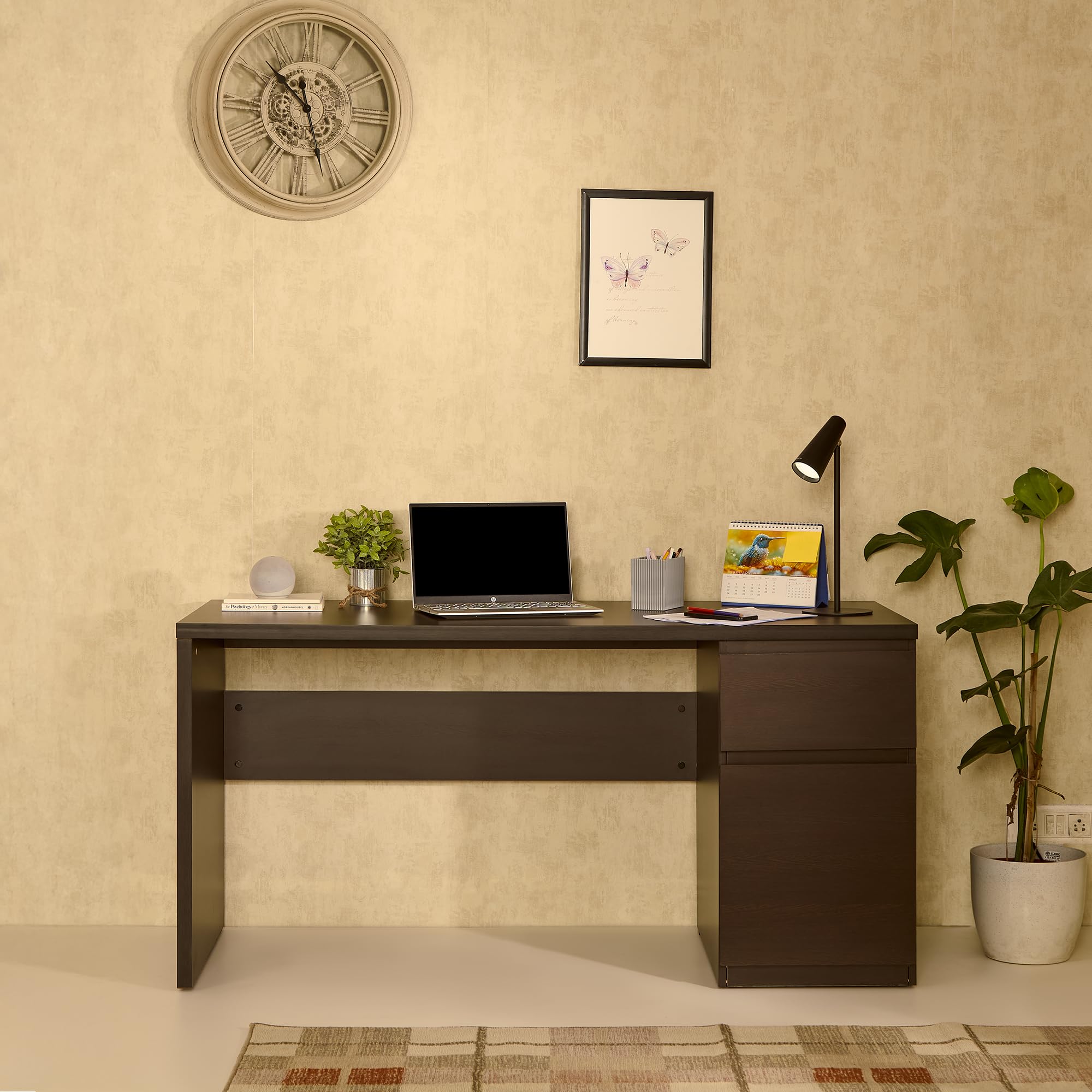 Green Soul Venue Pro (2026 Edition) Office Table for Home & Office, 5ft Study Table with Drawer & Cabinet, Sturdy Build, Adjustable Shelf, is 3087 Engineered Wood, Wenge, 3 Year Assurance