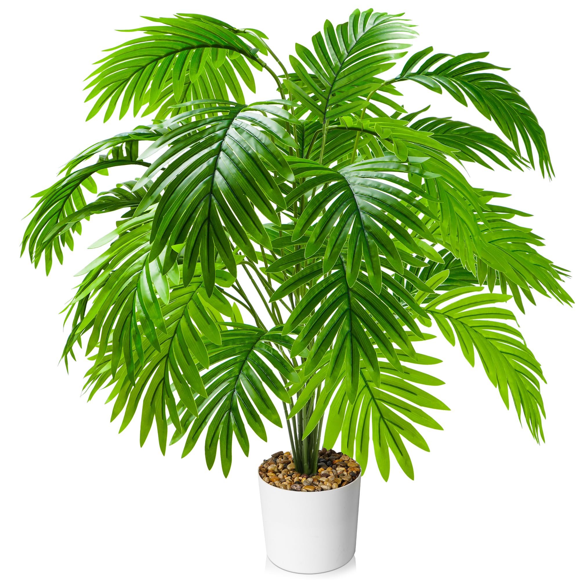 75cm Künstliche Pflanzen, Künstliche Tropische Palme mit 24 Blättern, Realistische Kunstpflanzen für die Dekoration von Heimbüros Hochzeitsfeiern, Große Grünpflanzen für Drinnen Draußen, Pflegefrei