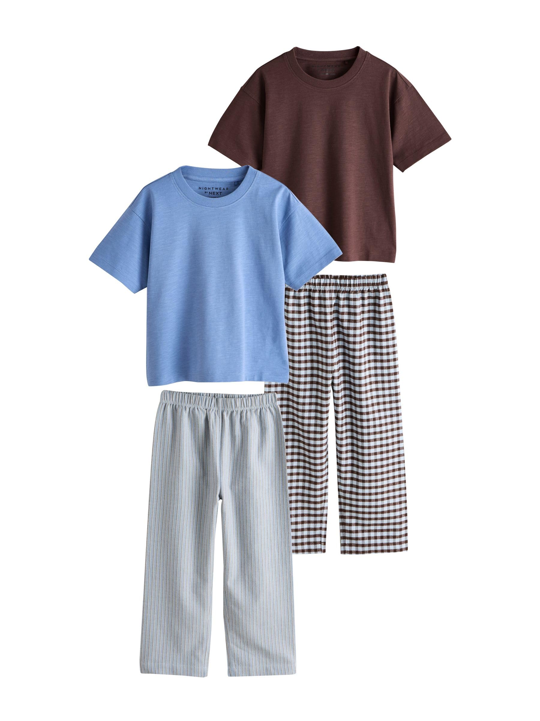 NEXT Jungen 2er-Pack Kurzarm-Schlafanzüge mit Langer Hose aus Webmaterial