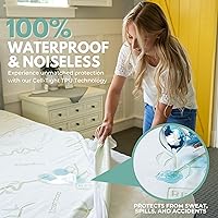 Vista 2 de Queen Size 60x80” Premium Bamboo Waterproof Mattress Protector, 100% Viscose from Bamboo, Hypoallergenic, Cooling Mattress Pad Cover, Soft &