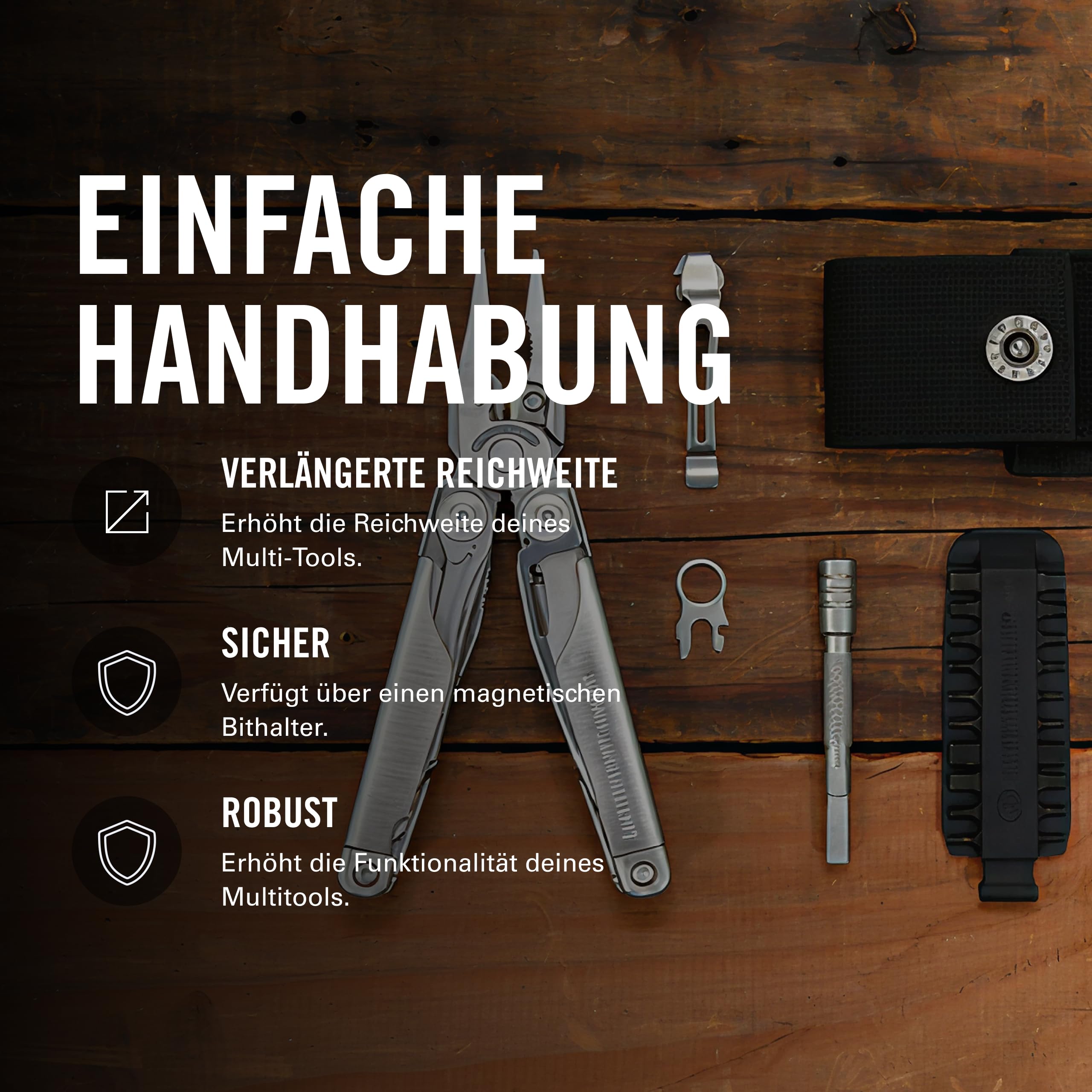 Leatherman Bit Verlängerung - 8,26 cm-Verlängerung für Leatherman Bits und Standard-Sechskant-Bits - Silber