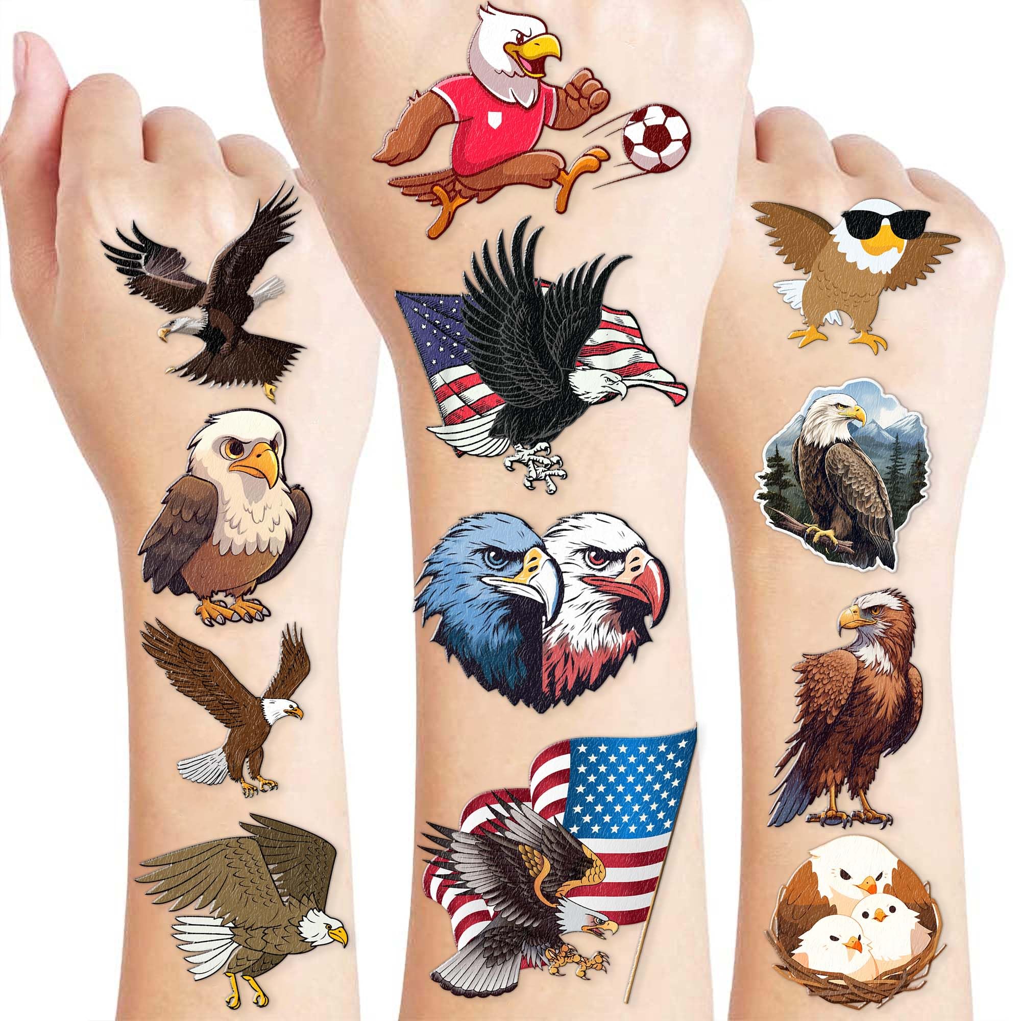 Generic81PCS Eagle Temporary Tattoos – American Eagle Theme Birthday Party Decorations, Cute Stickers Favors, Gifts for Kids Boys Girls, School Supplies, Patriotic Prizes, Rewards