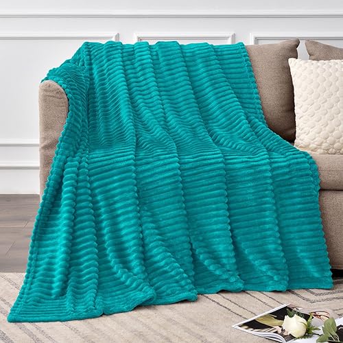 Miniatura 2 de BEDELITE - Manta decorativa de vellón para sofá, manta de jacquard acanalado 3D, suave y cálida, acogedora, mullida, ligera y afelpada para sofá y