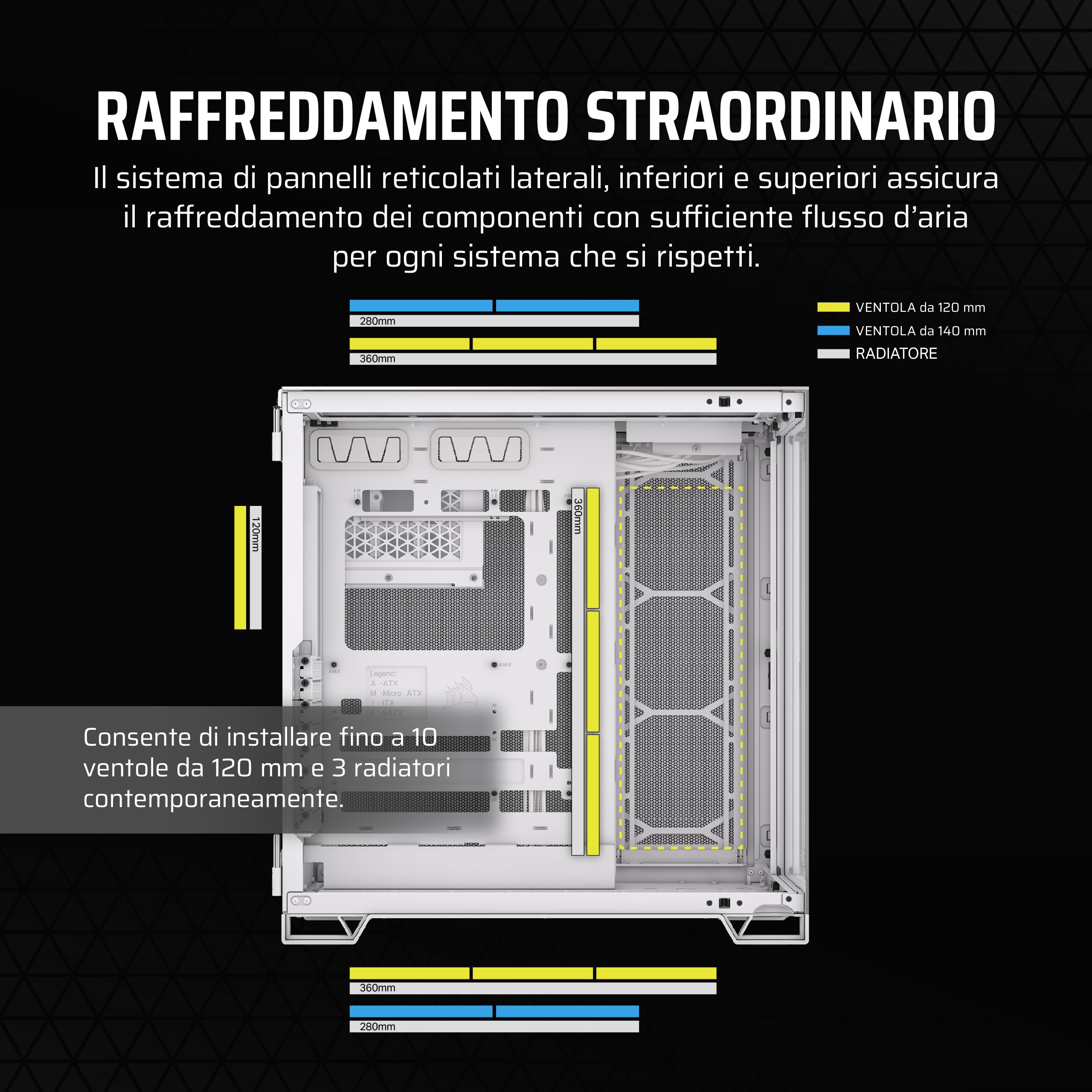 CORSAIR 6500X Mid-Tower ATX Case per PC a Doppia Camera - Vetro Temperato Panoramico - Compatibile con Scheda Madre a Connessione Inversa - Nessuna Ventola Inclusa - Bianco/Alluminio Grigio Satinato