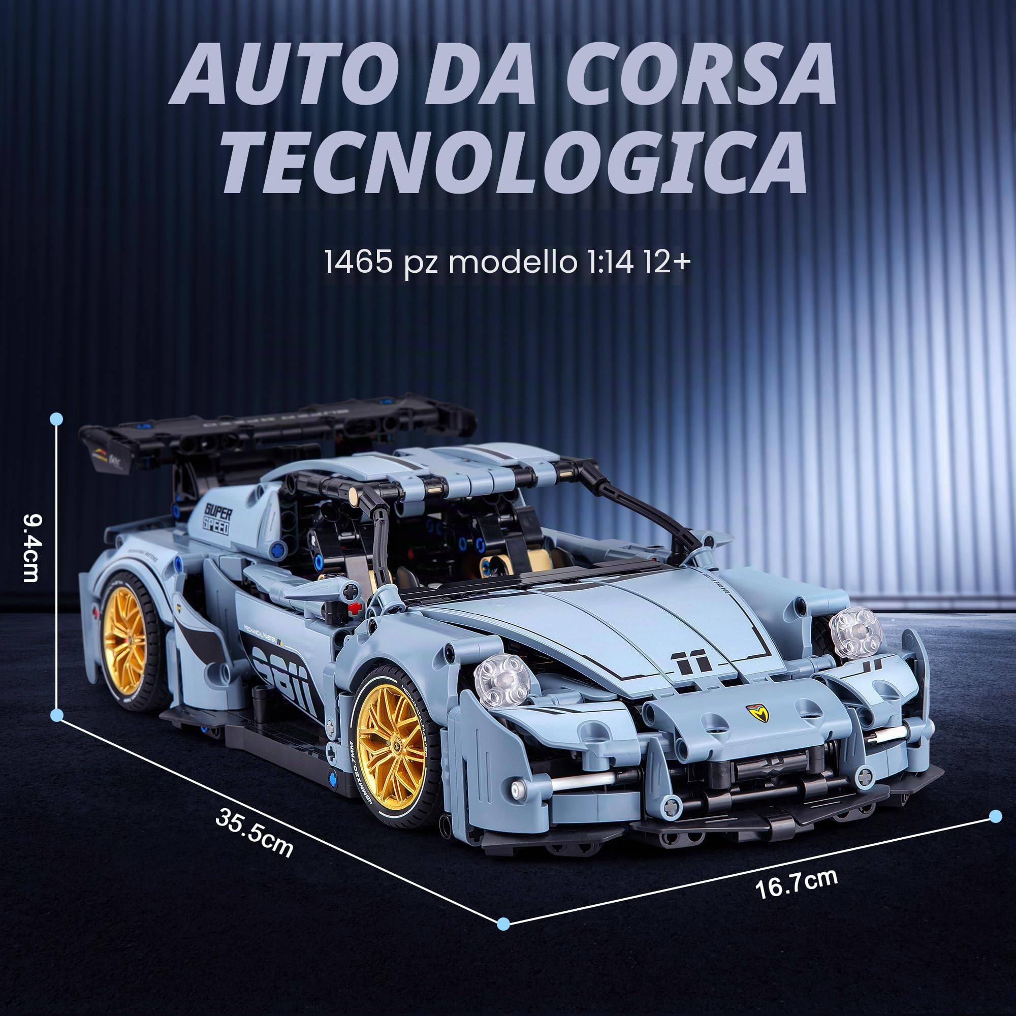 HIGH GODO Technic - Set di mattoncini da costruzione per adulti, 1465 pezzi 1:14, kit per modellismo di veicoli super sportivi, regalo da collezione per uomini e adolescenti dai 14 anni in su