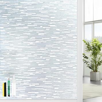 Window Privacy Film, Frosted Glass Window Film with Non-Adhesive UV Blocking Clings Removable Window Stickers Decorative Frosting Vinyl Film for Home Office 23.6 x 118.1 Inches
