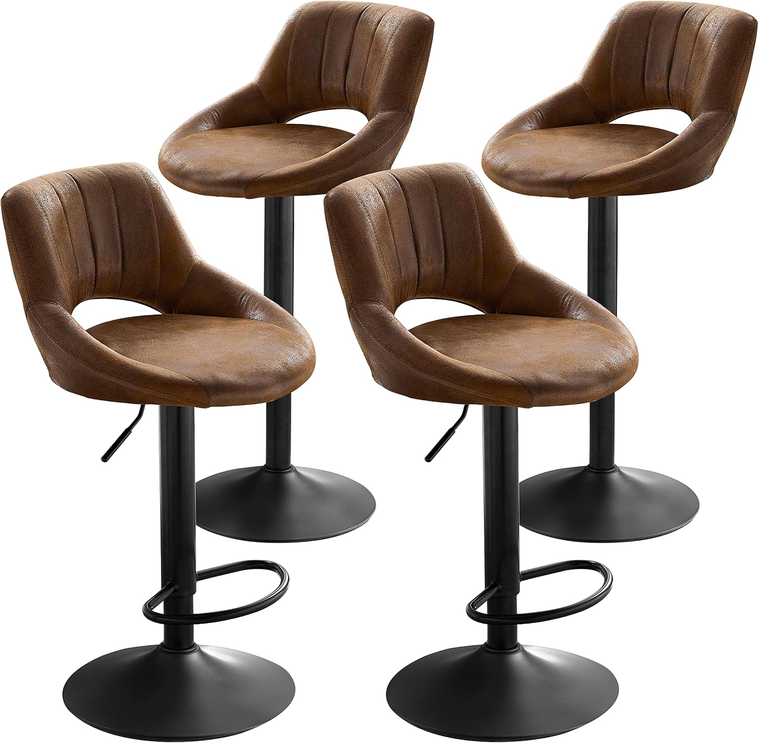 Art Leon Bar Stools Set of 4, Mid Century Modern Retro PU