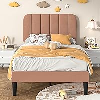 Vista 29 de VECELO - Base de cama tapizada de tamaño Queen con cabecera y 4 cajones, cama de plataforma de almacenamiento de terciopelo, soporte de listones