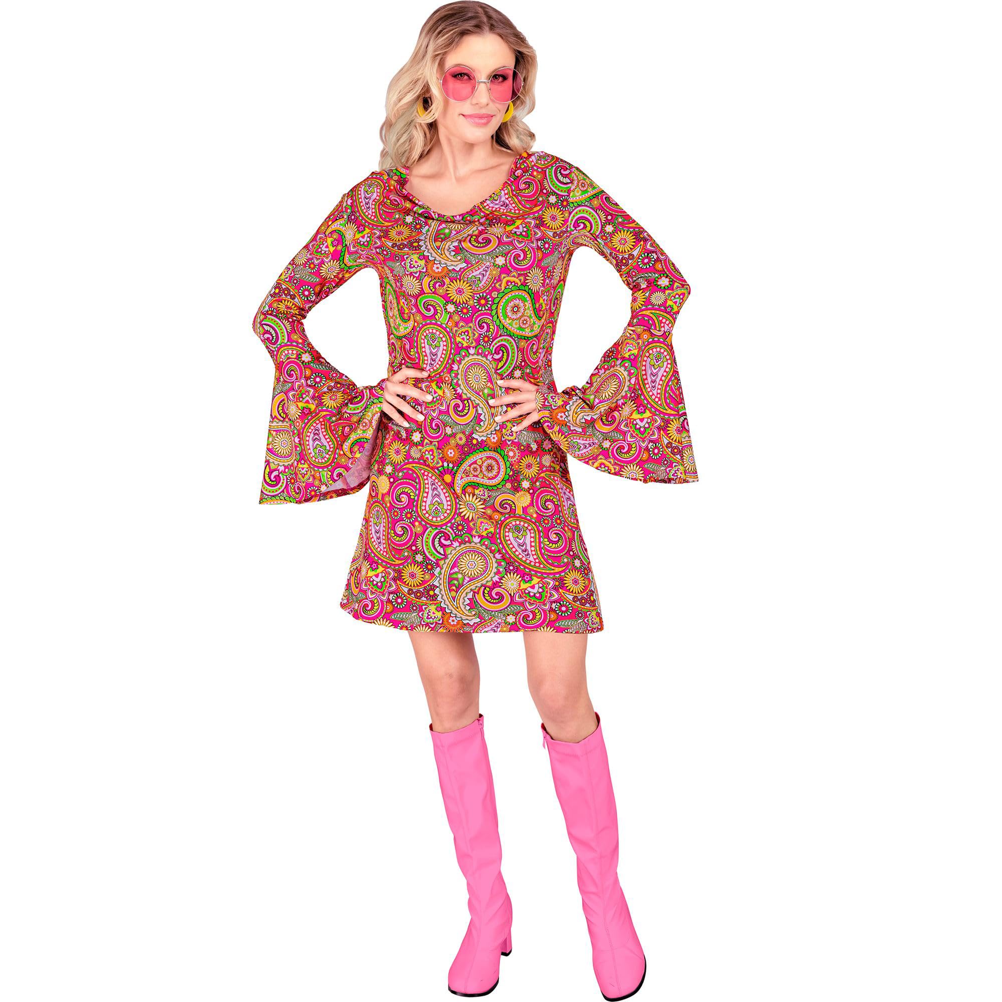 WIDMANN - Costume 60s Dress, Hippie, Reggae, Flower Power, Disco Fever, Schlagermove