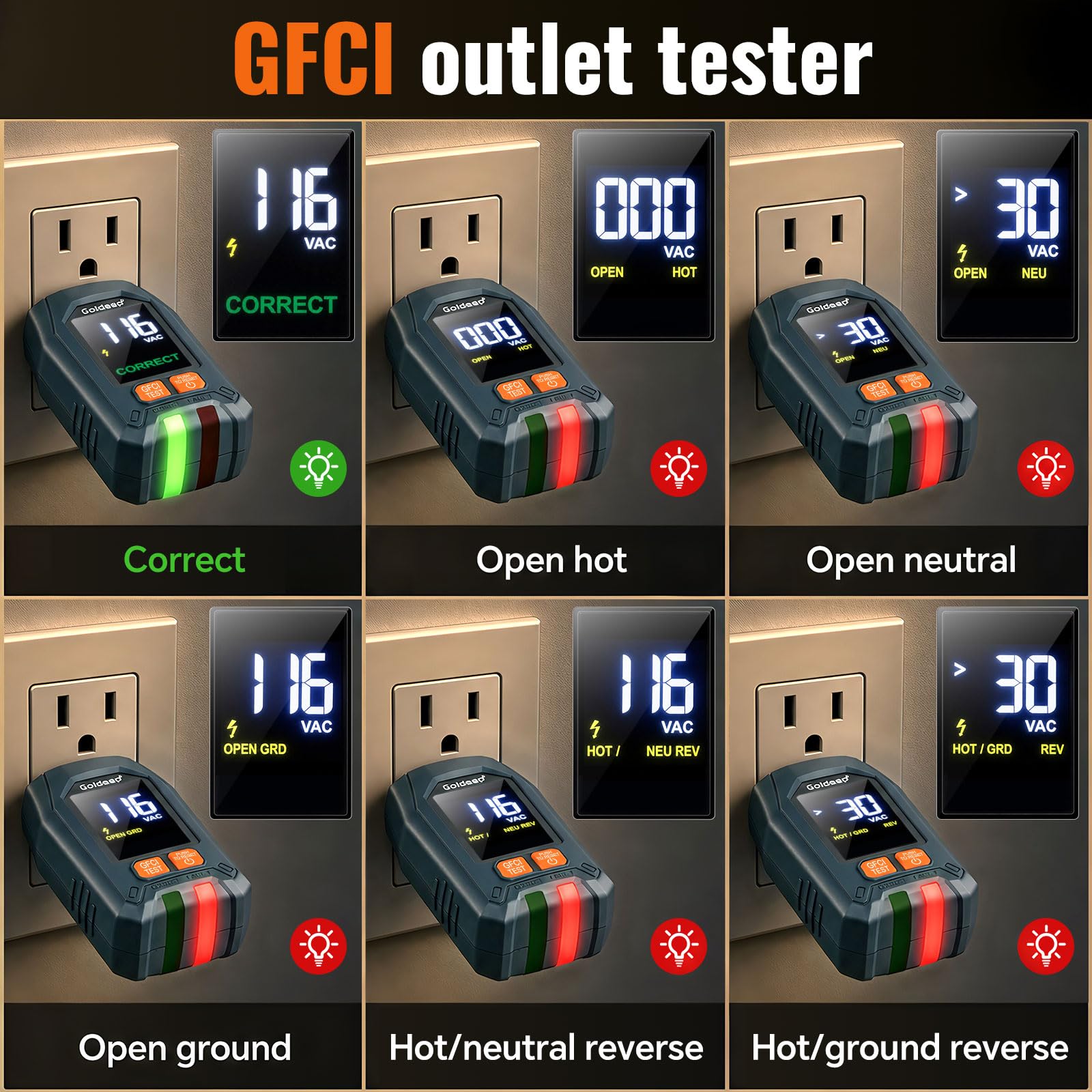 Goldeep Circuit Breaker Finder - GFCI Tester -4
