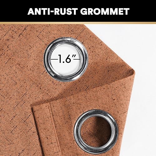 Miniatura 249 de PrinceDeco Cortinas opacas 100% para dormitorio, cortina de lino para puerta corrediza de cristal, cortinas opacas extra anchas con ojales Arena