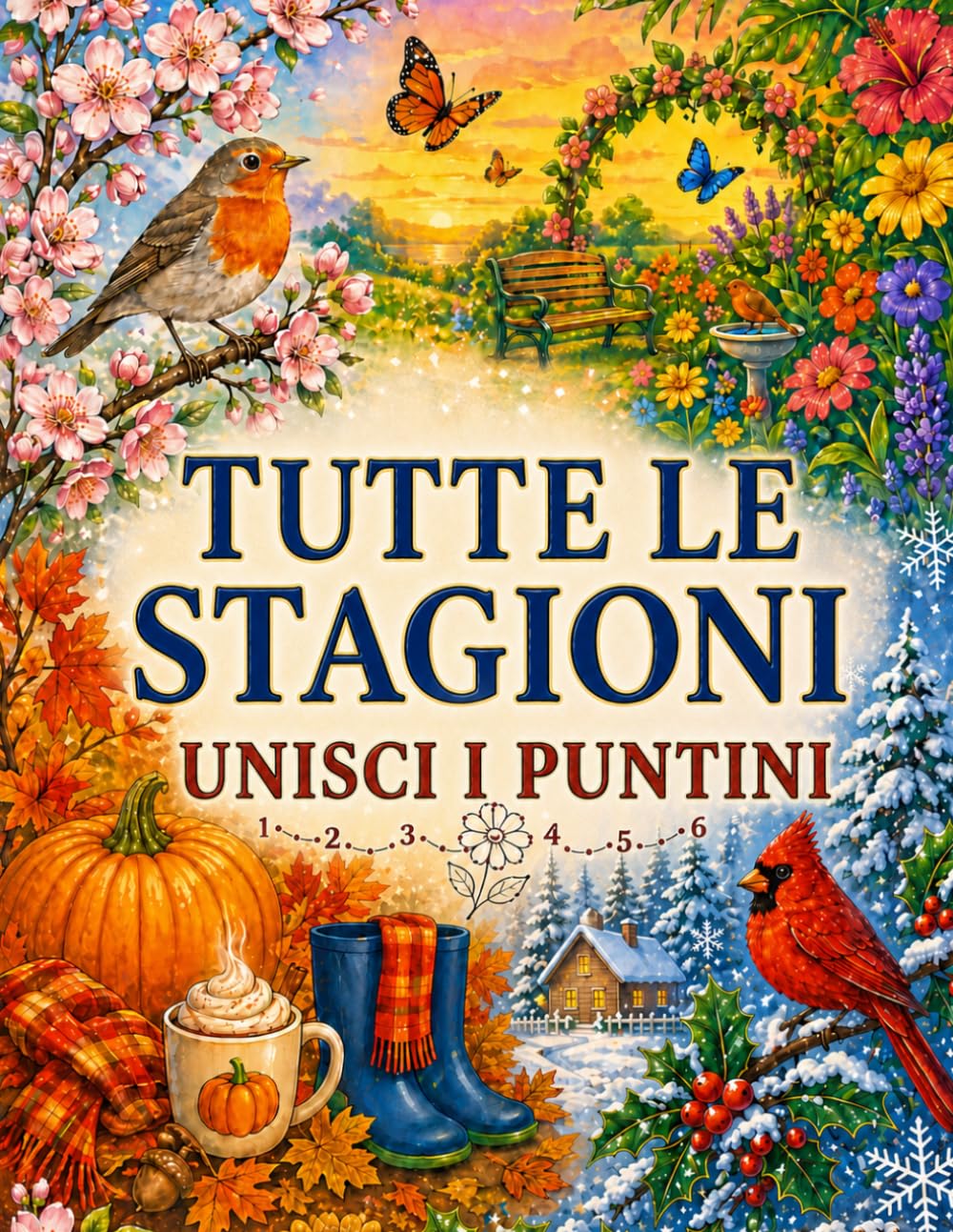 Tutte le Stagioni Unisci i Puntini: Grandi Puzzle Punto a Punto per Adulti e Anziani