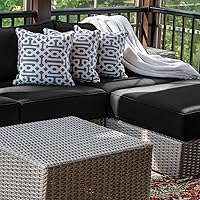 Vista 7 de Juego de 14 fundas de cojín impermeables para patio al aire libre, se adaptan a 6 asientos de mimbre de ratán seccional, fundas de repuesto