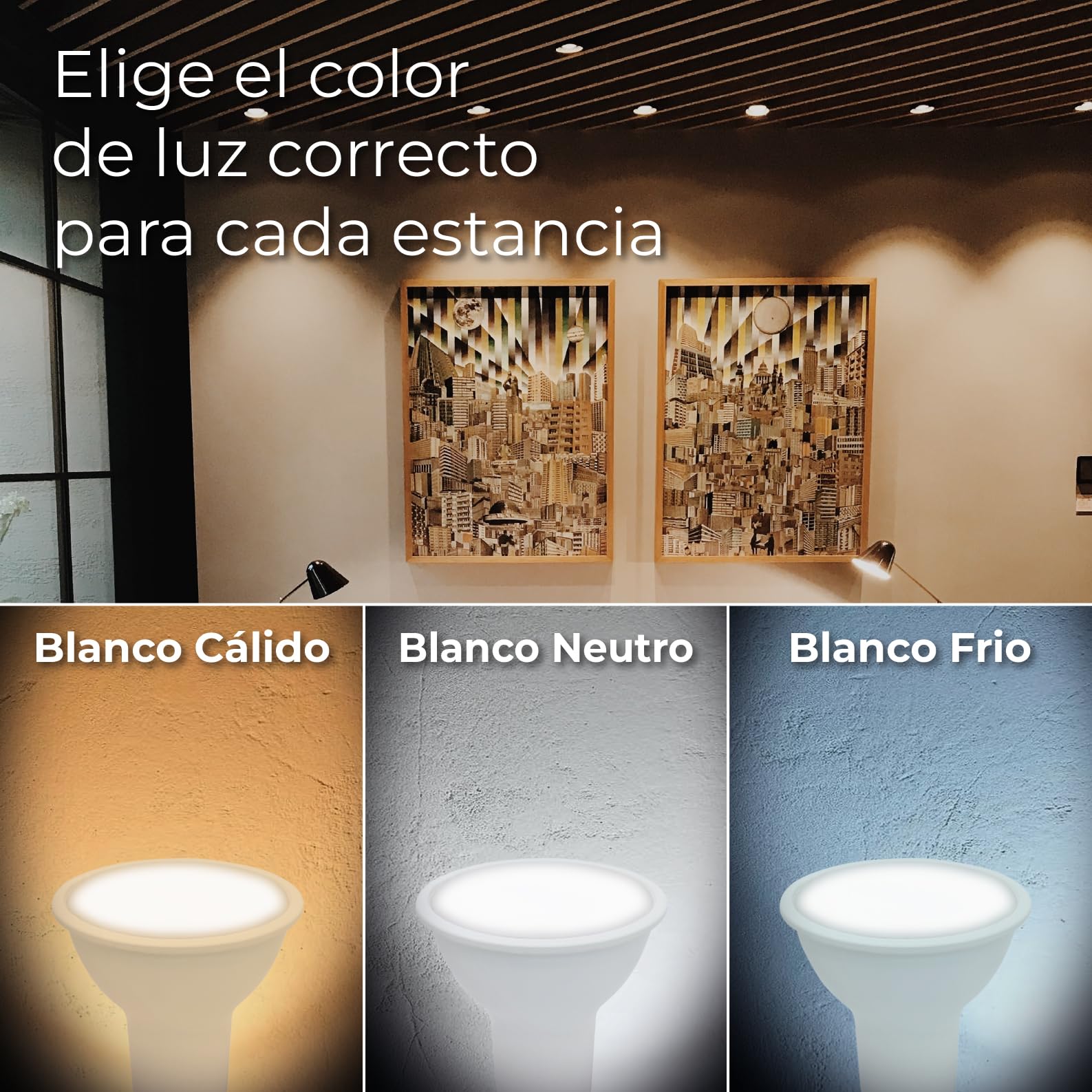 LED ATOMANT Pack 20x Bombilla LED GU10 8W, Color Blanco Frio (6500K), 800 Lumenes, Equivalente a 80W tradicional