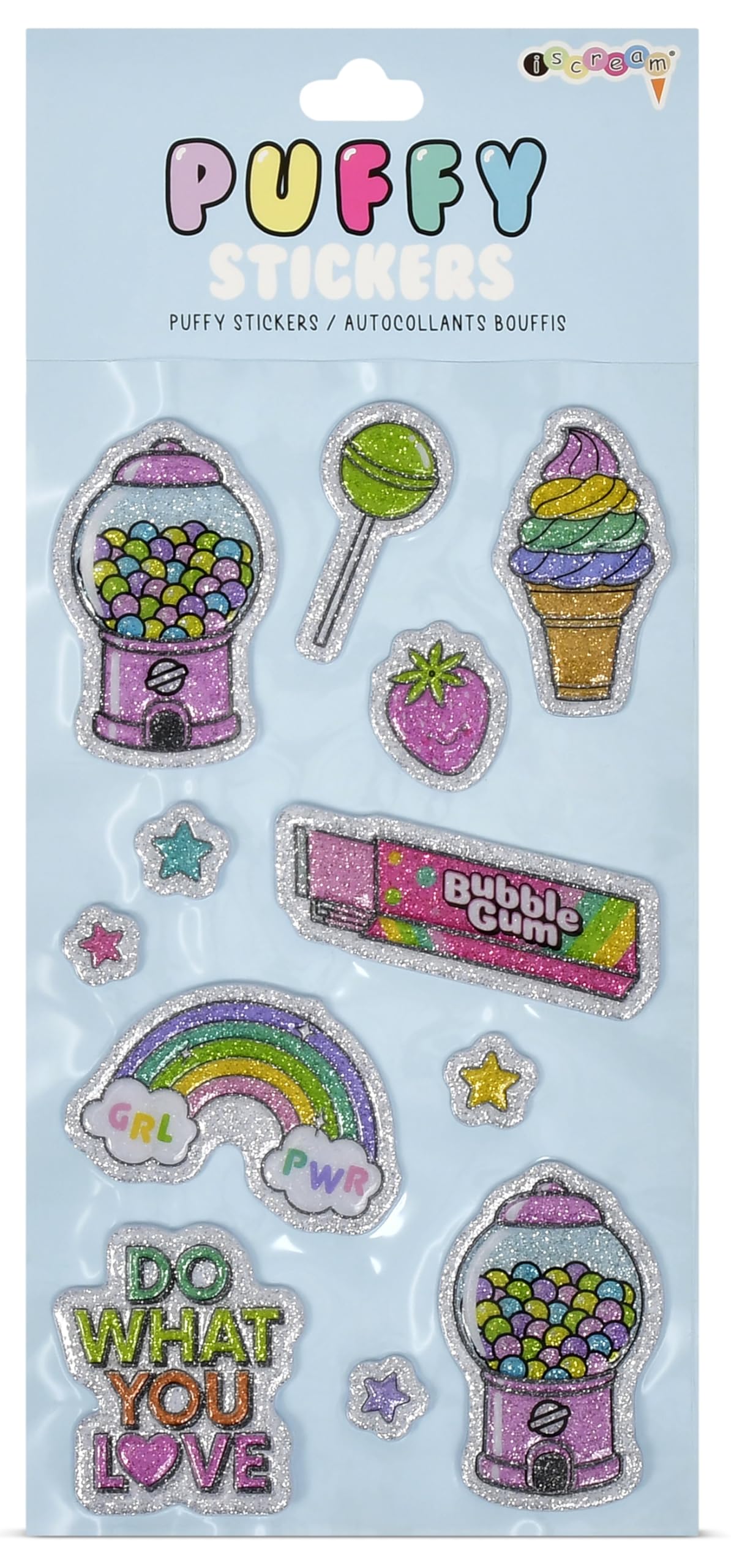 iscream Sweet Shop Puffy Embossed Glittery 12-Piece Sticker Sheet
