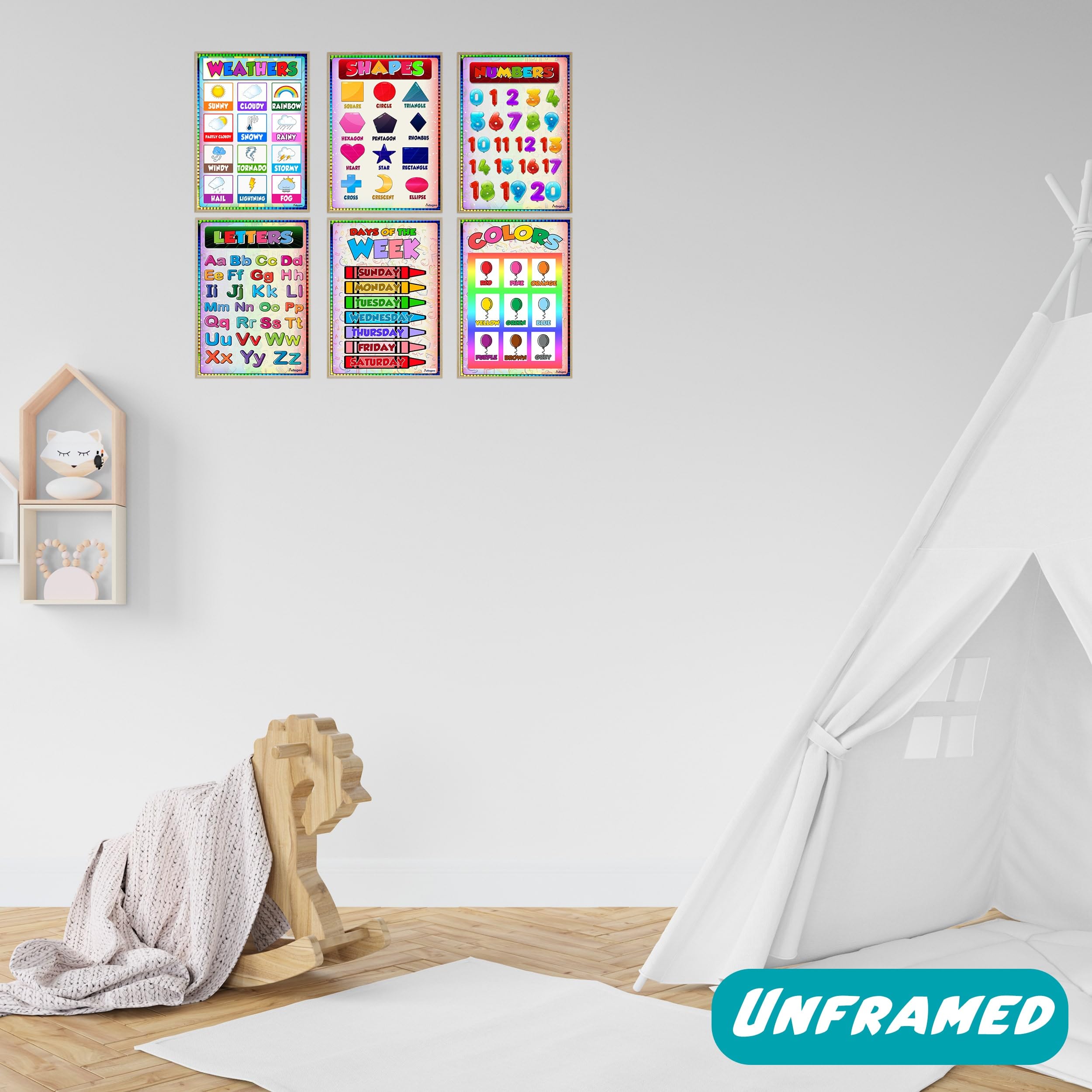 Set of 12 Educational Posters for Preschoolers & Toddlers - Alphabet, Numbers, Shapes, Colors, Seasons, and More | Must-Have Classroom Materials for Kindergarten | Days of the Week, and ABC Alphabet - Image 6