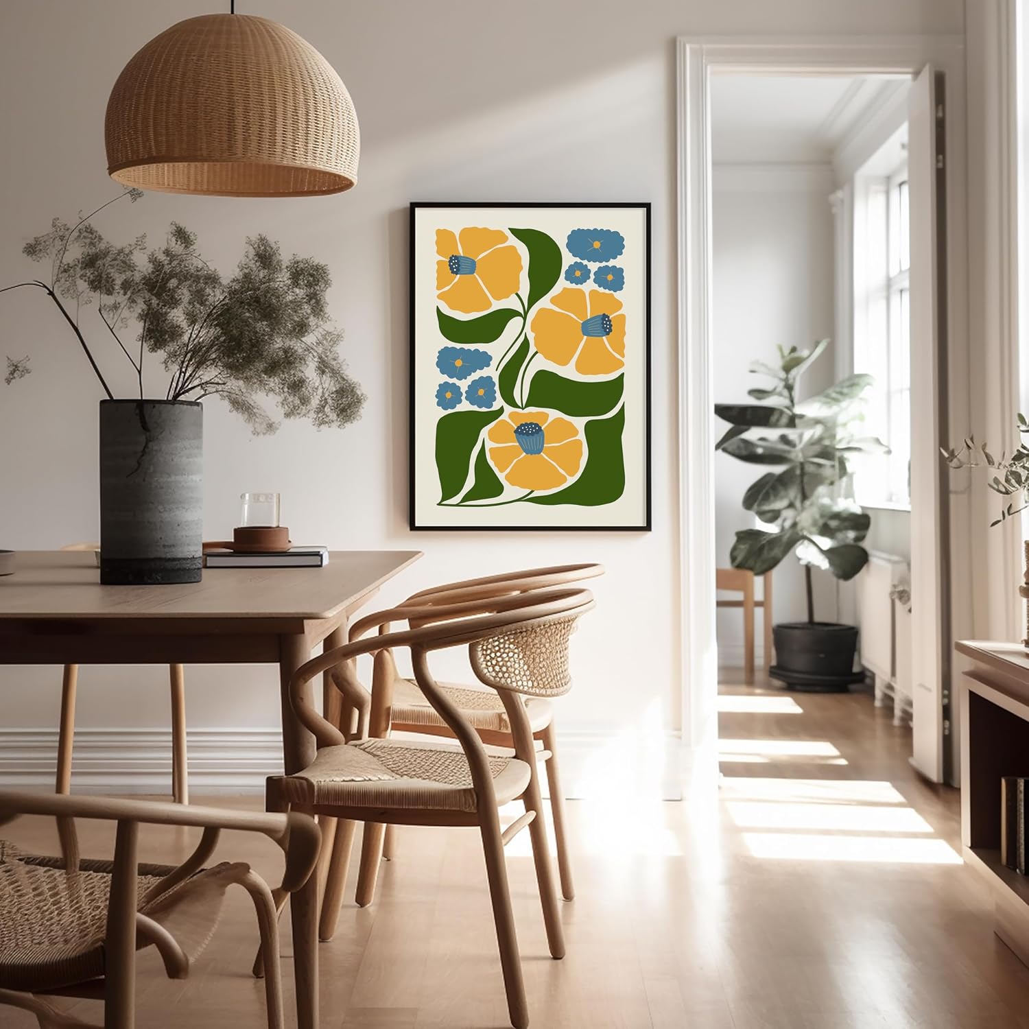 Poster Master Groovy Flower Poster - Retro Floral Print - Modern Flowers Art - Abstract Floral & Tropical Design - Chic Boho Decor - Aesthetic Living Room or Flower Shop Decor - 8x10 UNFRAMED