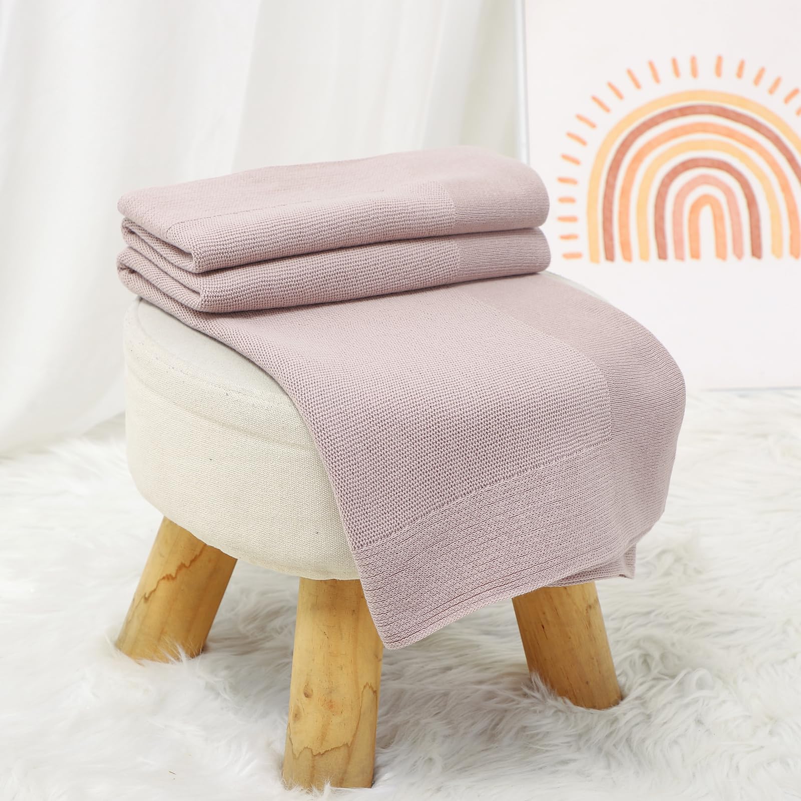 mimixiong Baby Blanket 100% Cotton Knit Baby Blankets Baby Gifts Baby Essentials for Newborn 100 x 80 cm Baby Purple - Image 3