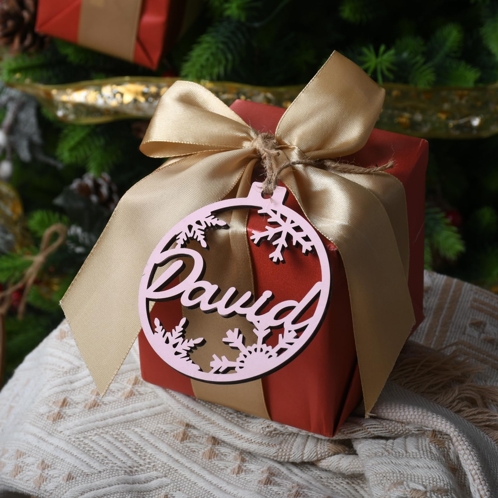 Personalisierte Holz-Weihnachtsdekoration, personalisierbar, Holznamen-Ornament für Damen, Herren, Freunde, Familie, individuelle hängende Ornamente, Dekoration, Geschenk für Weihnachtsbaum,