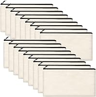Vista 18 de Legigo Bolsa de Lona en Blanco con Cremallera Estuche Bolsas de Maquillaje a Granel - Estuche de Lona Multiusos para Lápices con Cremallera
