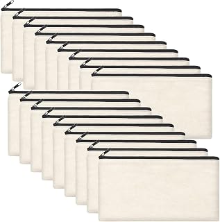 Legigo Blank Canvas Bag Zipper Pouch Makeup Bags Bulk - Multi-Purpose Canvas Pencil Pouch with Sturdy Zipper, Cosmetic Bag Travel Toiletry Bag for DIY Craft Projects, Storage (8.3 x 5 inches)