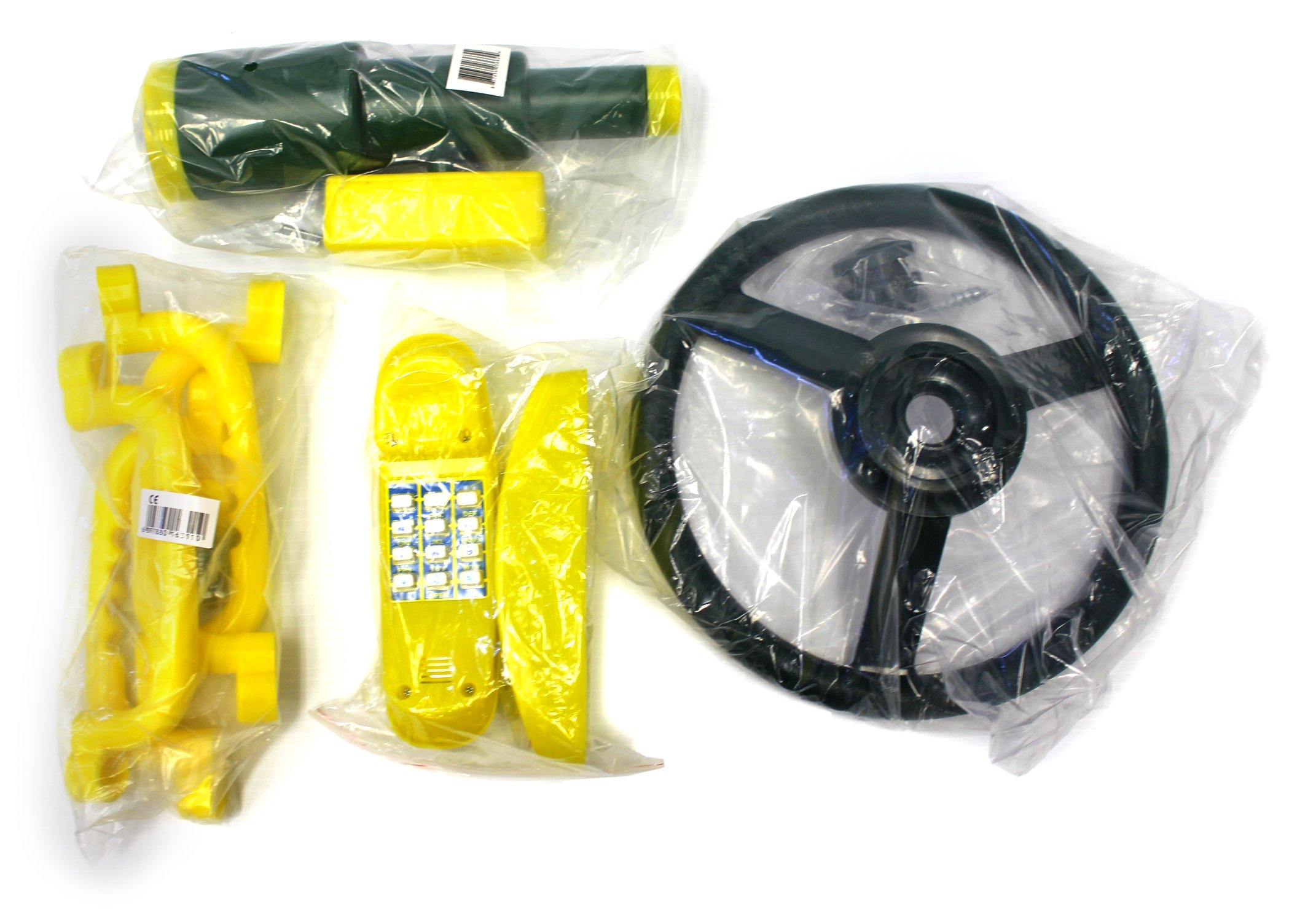 Eastern Jungle Gym Swing Set Accessory Bundle for Kids with Toy Telescope, Telephone, Plastic Wheel and Safety Hand Holds - Image 2