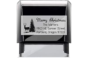 Christmas Address Stamp, Return Mail Address Stamp Self-Inking - with Christmas Tree and Deer