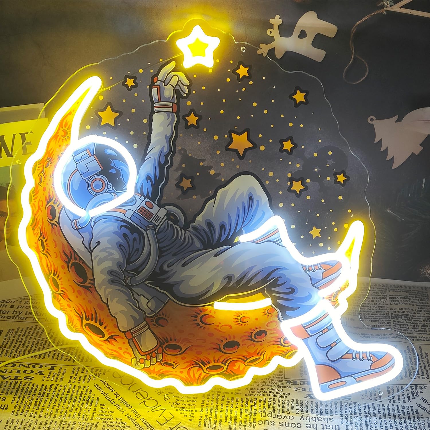 Amazon | ネオンサイン 宇宙飛行士 ネオンライト月 星 壁装飾ライト