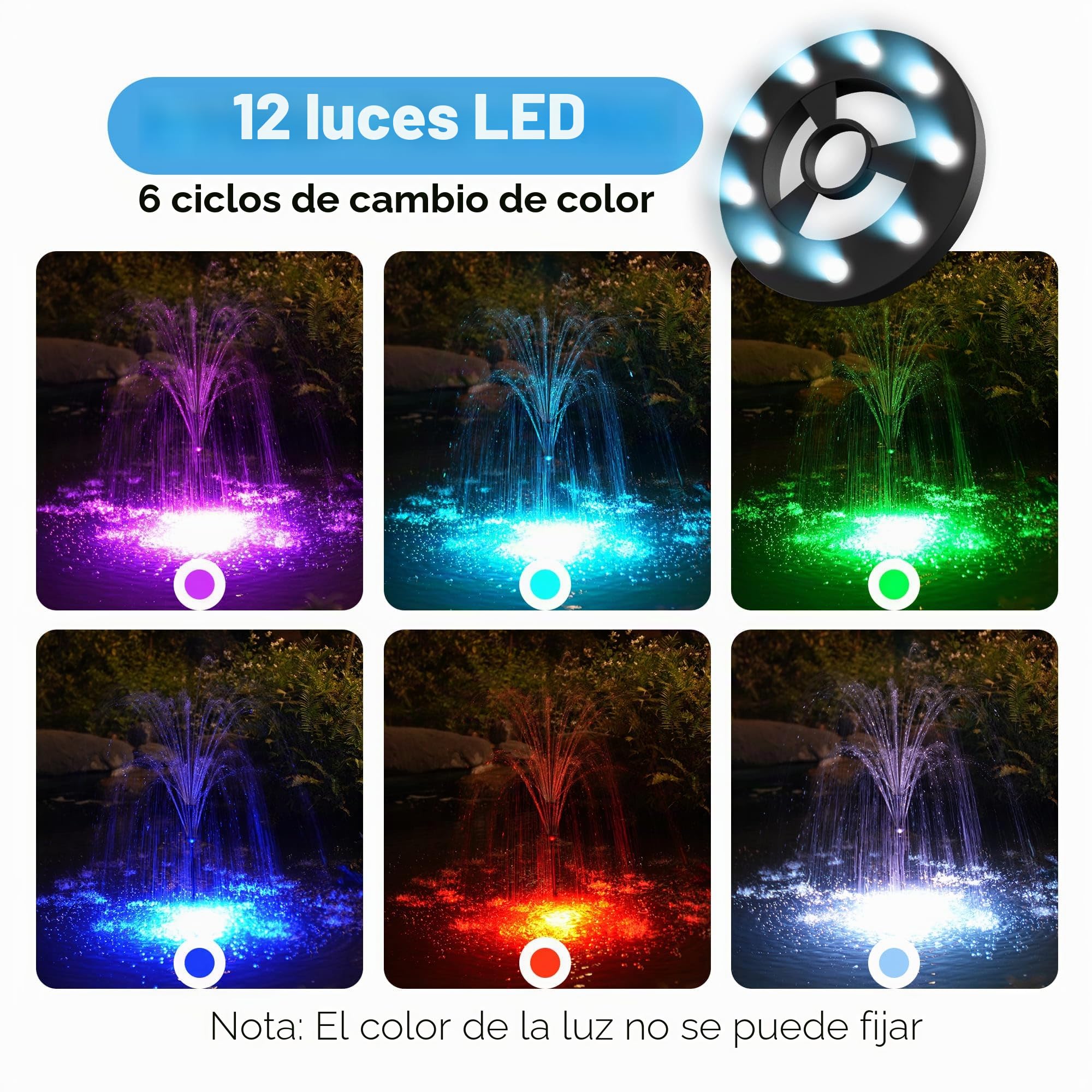 Biling Juego completo de filtros de estanque con bomba de 2500 l/h, 40 W, luz LED RGB, bomba de estanque con filtro para jardines y hermosos juegos de agua