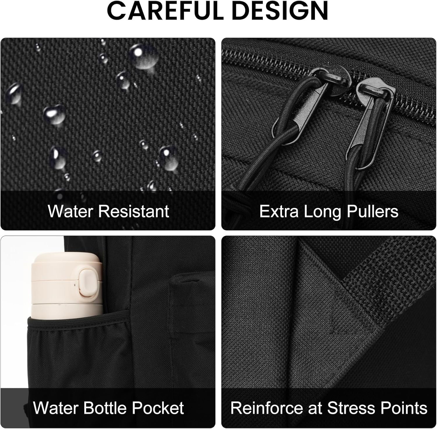 10 PCS Black Backpack for School Teens Boys Girls, Lightweight Casual Backpacks for Men and Women, Classic Basic Water Resistant Casual Daypack, 15.6 Inch Laptop Bookbag for College High School Work