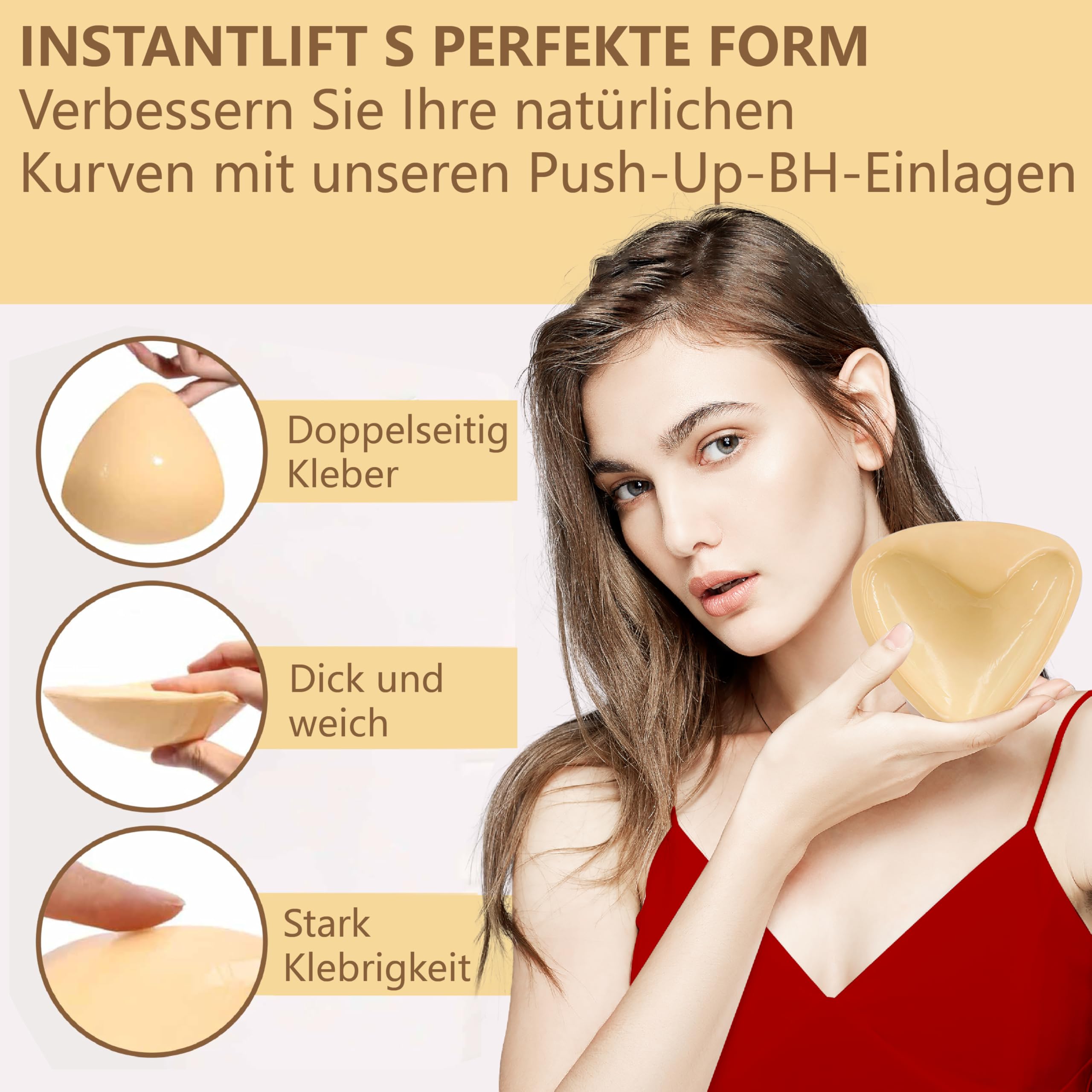 Push Up Pads, 1 paio di cuscinetti push up autoadesivi, reggiseno senza spalline, reggiseno push up pad, cuscinetti adesivi per reggiseno, reggiseni autoadesivi, 2 in 1, reggiseno, resistente