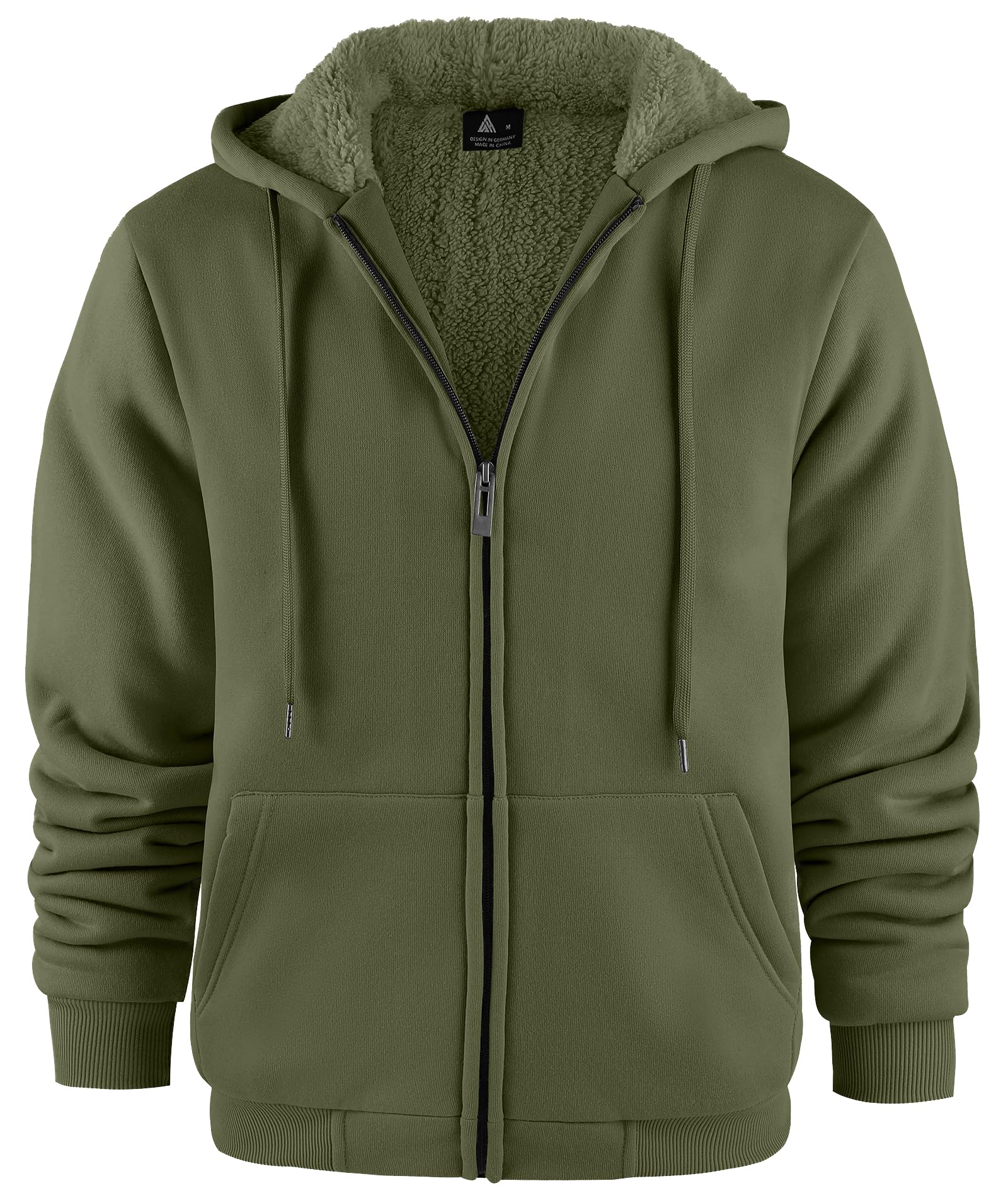 JACKETOWN Herren Kapuzenpullover Sweatshirt Reißverschluss Sweatjacke Gefüttert Hoodie Warm Fleece Winterjacke Teddyfutter Fleecejacke mit Kapuze