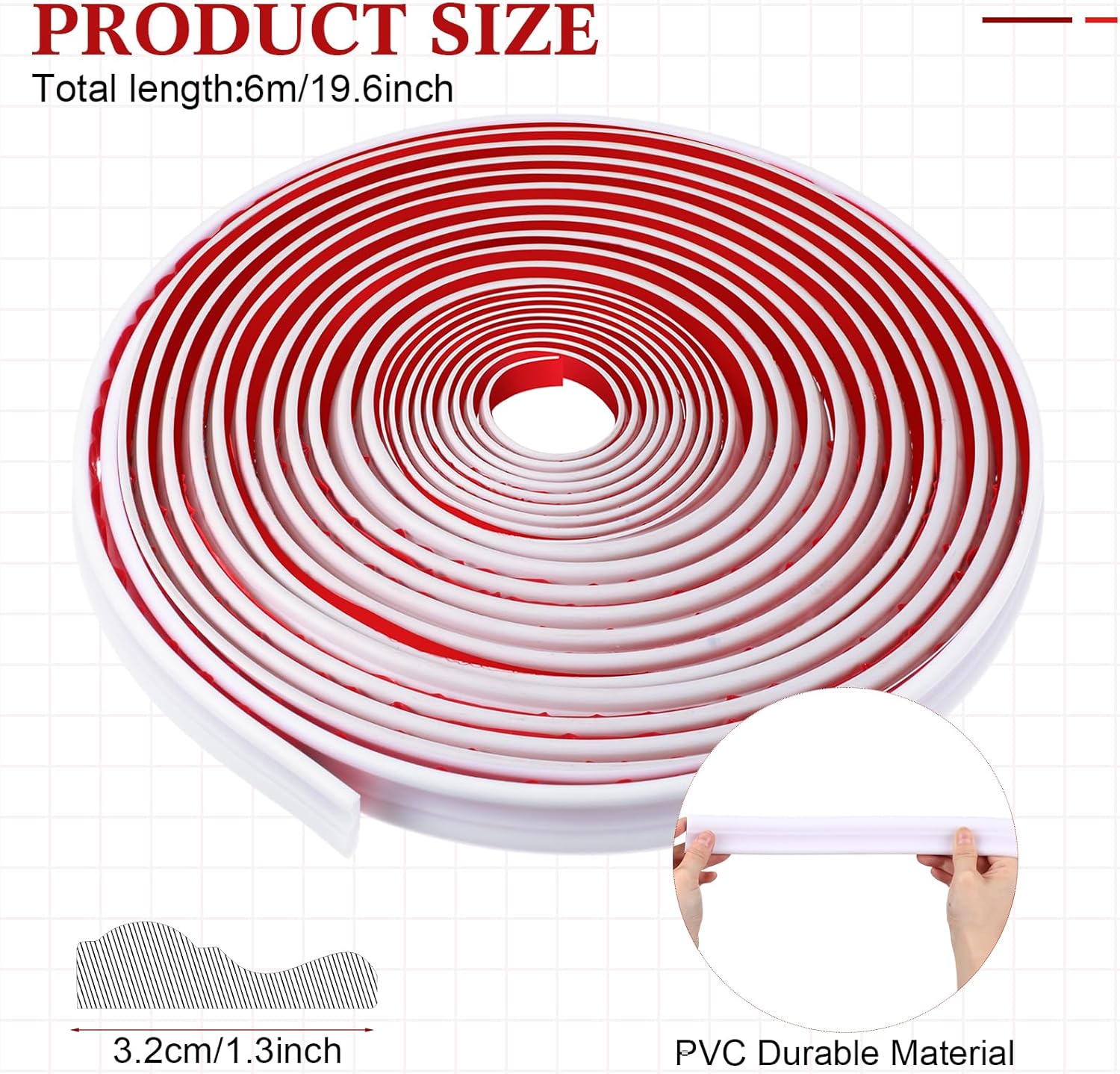 19.7ft Peel and Stick Molding Chair Rail Panel Flexible Wall Molding Trim Self Adhesive Panel Moulding for DIY Home Wall Decor Protection Cabinet Border Frame(1.26 Inch,Stylish,White)