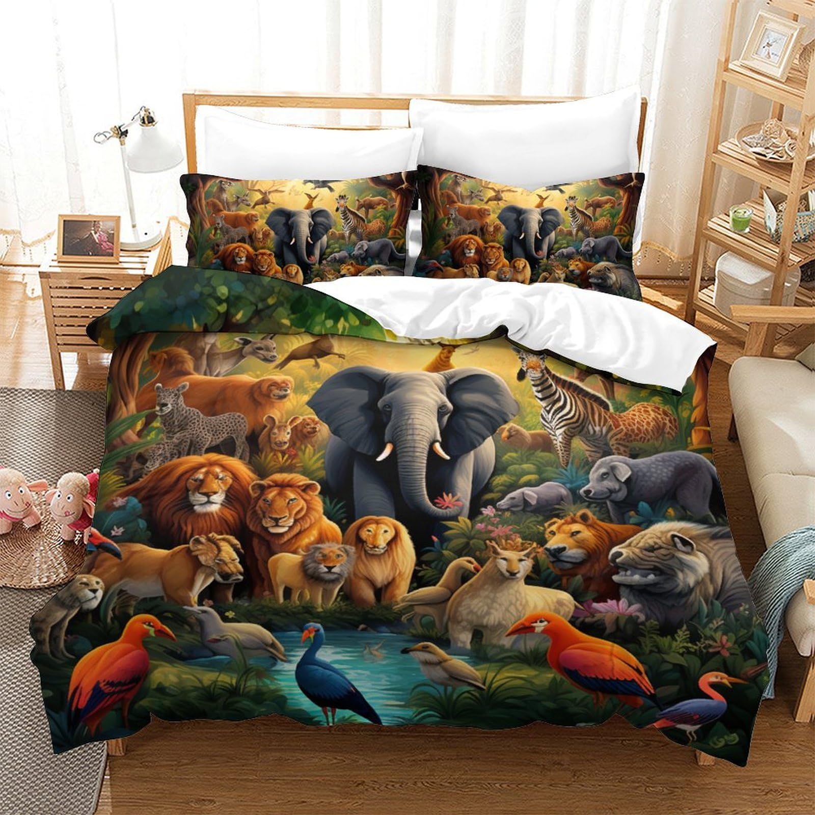 Parures de lit animaux de la jungle et housse de couette microfibre 3D
