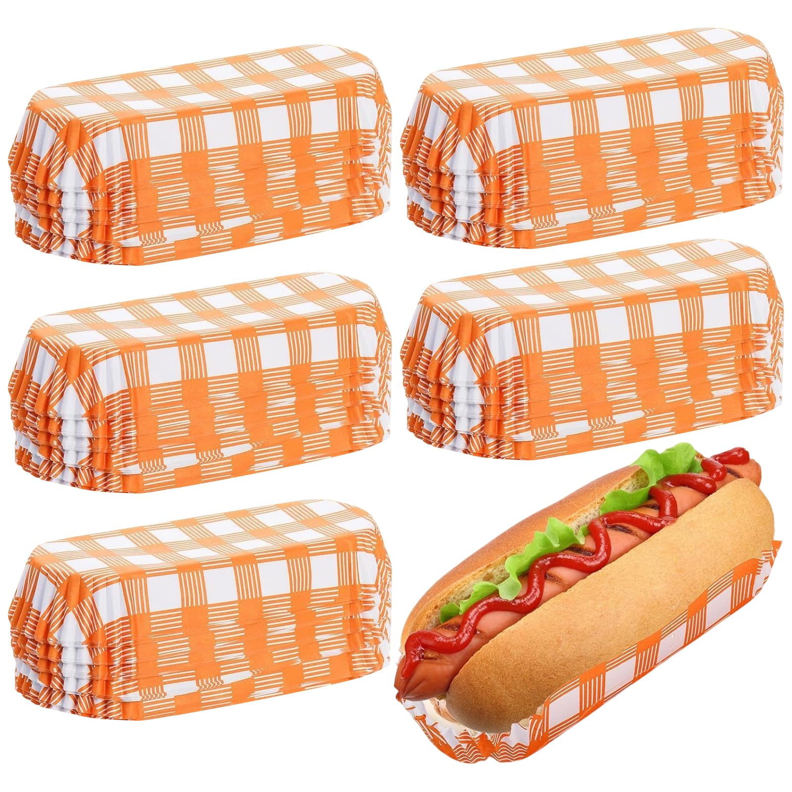 100 Pcs 14 cm Small Fluted Paper Hot Dog Trays Disposable Food Trays Paper Food Boats Hot Dog Holder for Concession Stand Takeout Party Picnic Serving Supplies