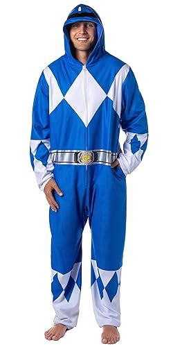 INTIMO Power Rangers Costume Union Suit One Piece Pajama Outfit For Men And Women - Small-Medium - Blue