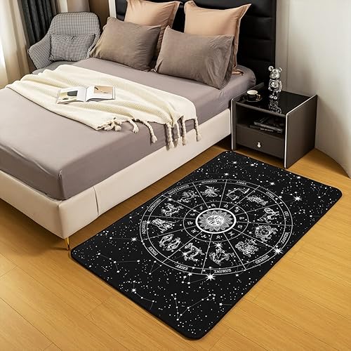 Miniatura 9 de Erosebridal Alfombra de área de sol y luna, alfombra del zodiaco de doce constelaciones, 5 x 7, alfombra de fase lunar, alfombra de astrología de