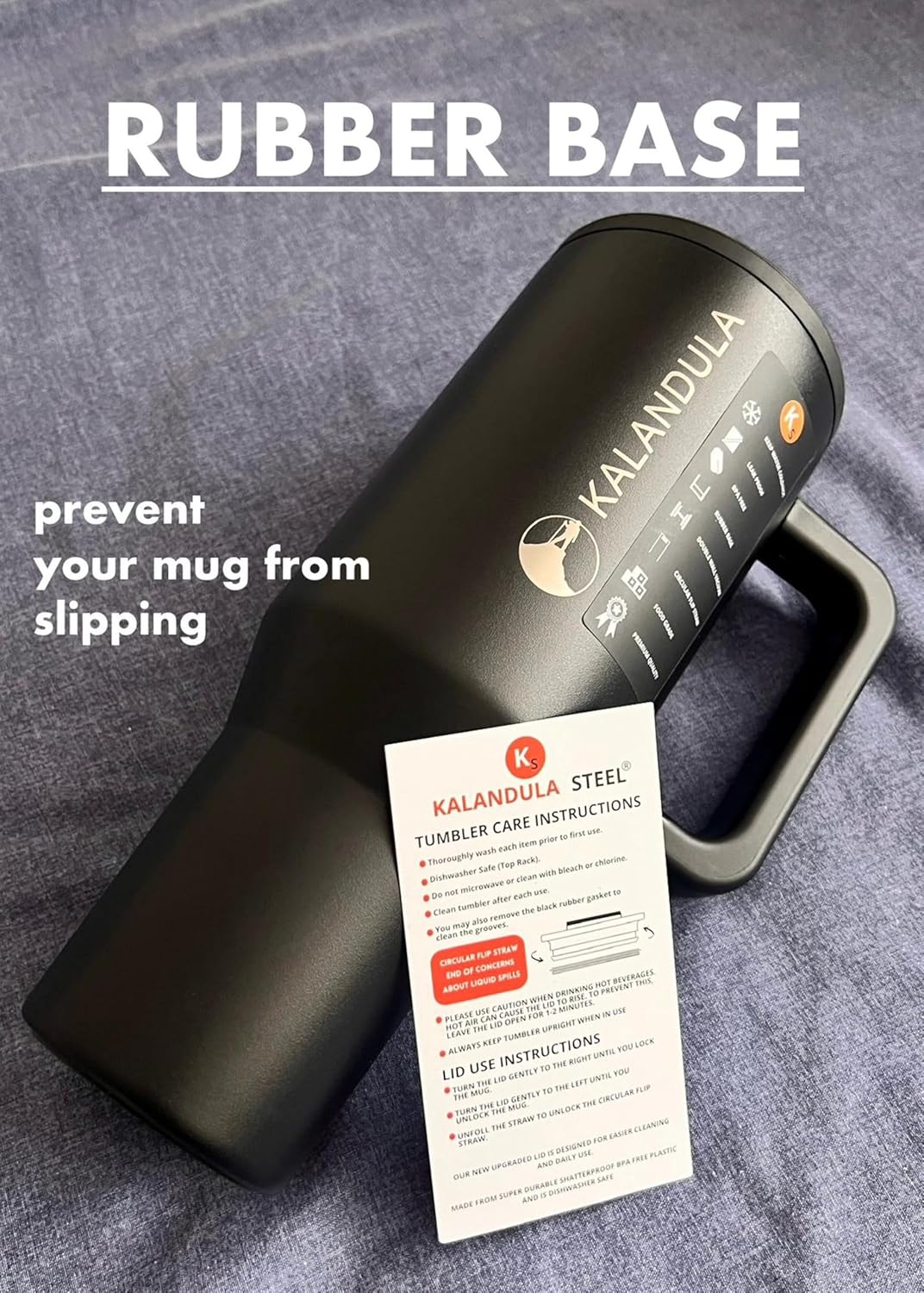 Tumbler with Straw Lid Leakproof Travel Mug Thermal Mug, Vacuum Insulated, Coffee Mug with Handle, Stainless Steel Tumbler Cup Hot and Cold Drinks (Black) - Image 3