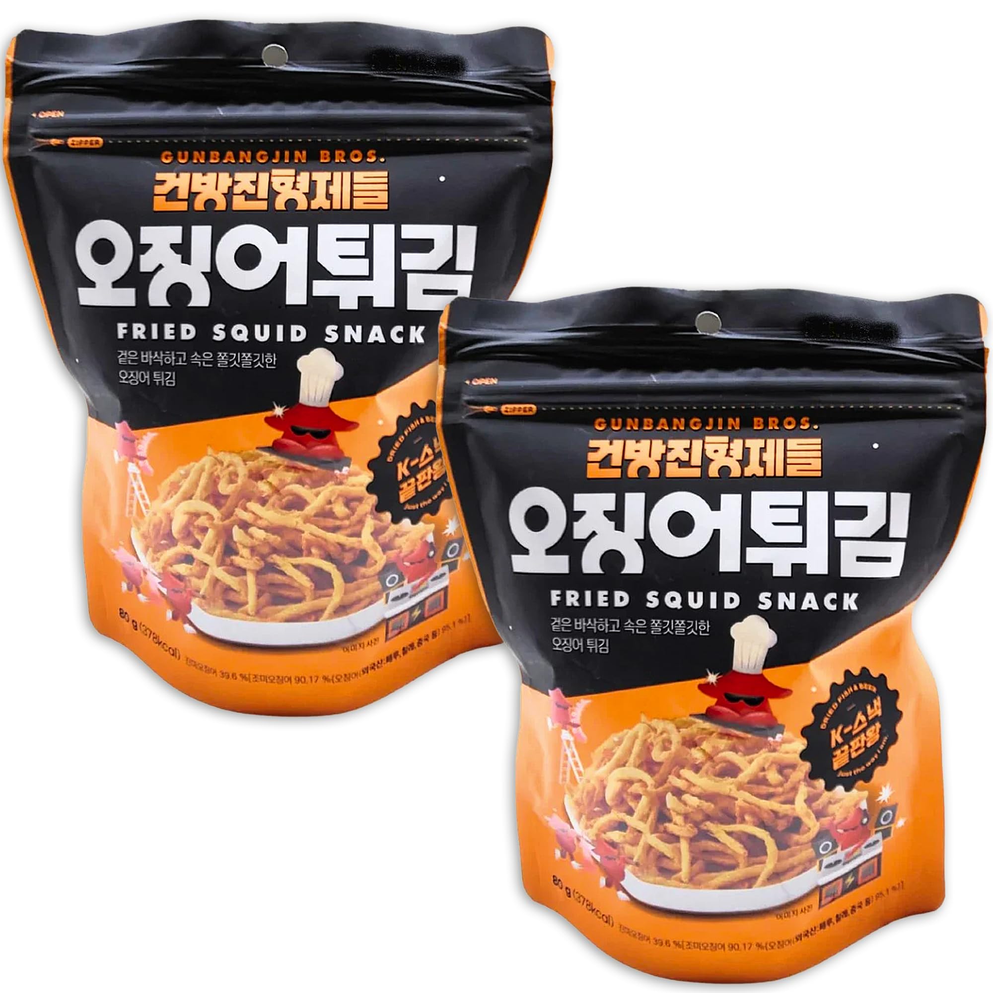 Korean Dried Squid Snack – High Protein Jerky by Gangwon Export – Perfect for Adults & Kids (2.82 Ounce (Pack of 2), Crispy Tempura)