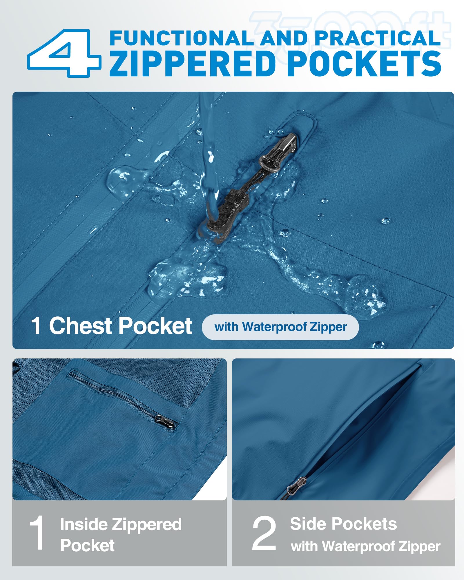 33,000ft Rain Jacket Women, impermeabile leggero con cappuccio Packable Breathable Coat ideale per la corsa e l'escursionismo